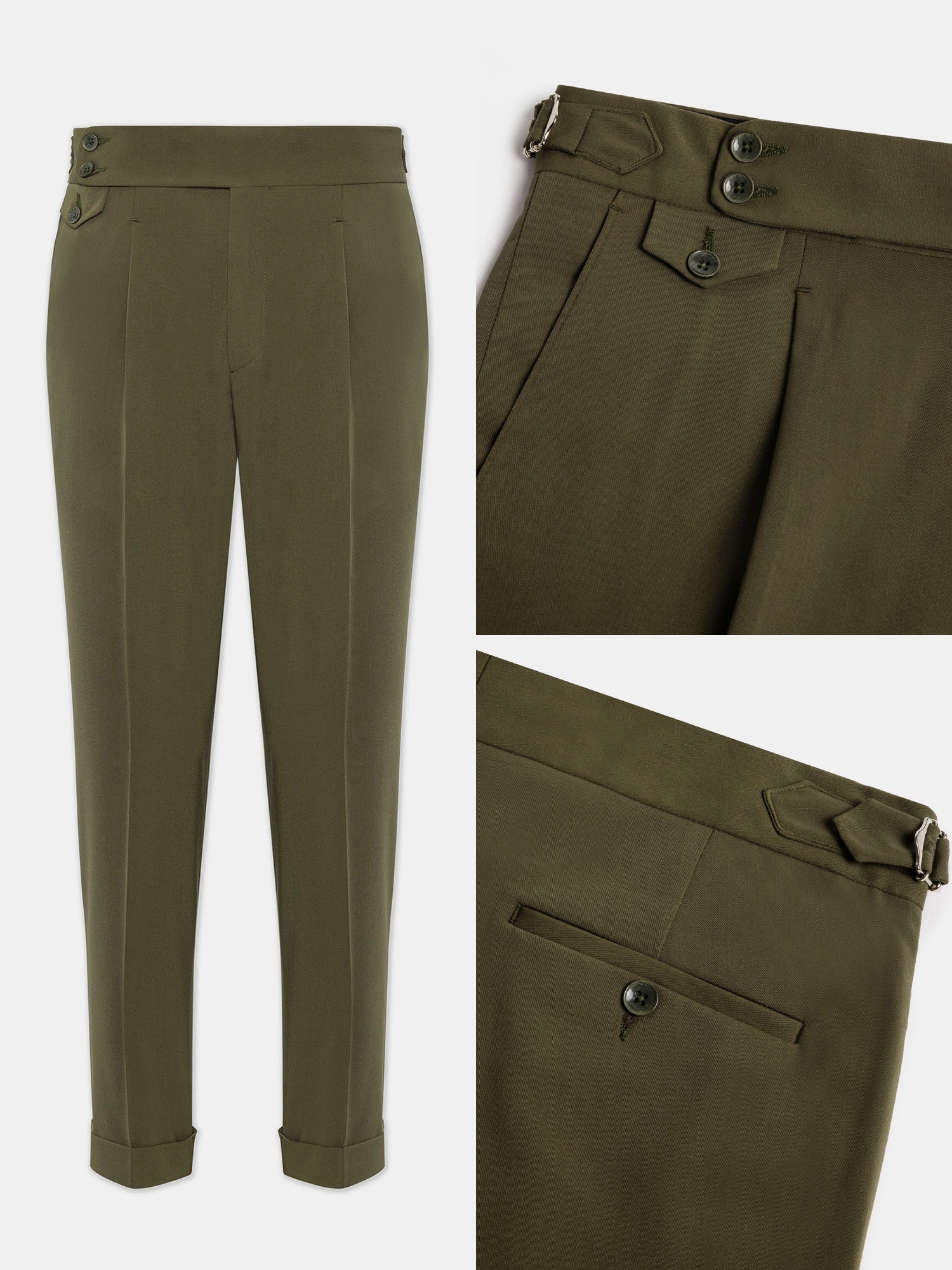 London Khaki High Waist Slim-Fit Pants