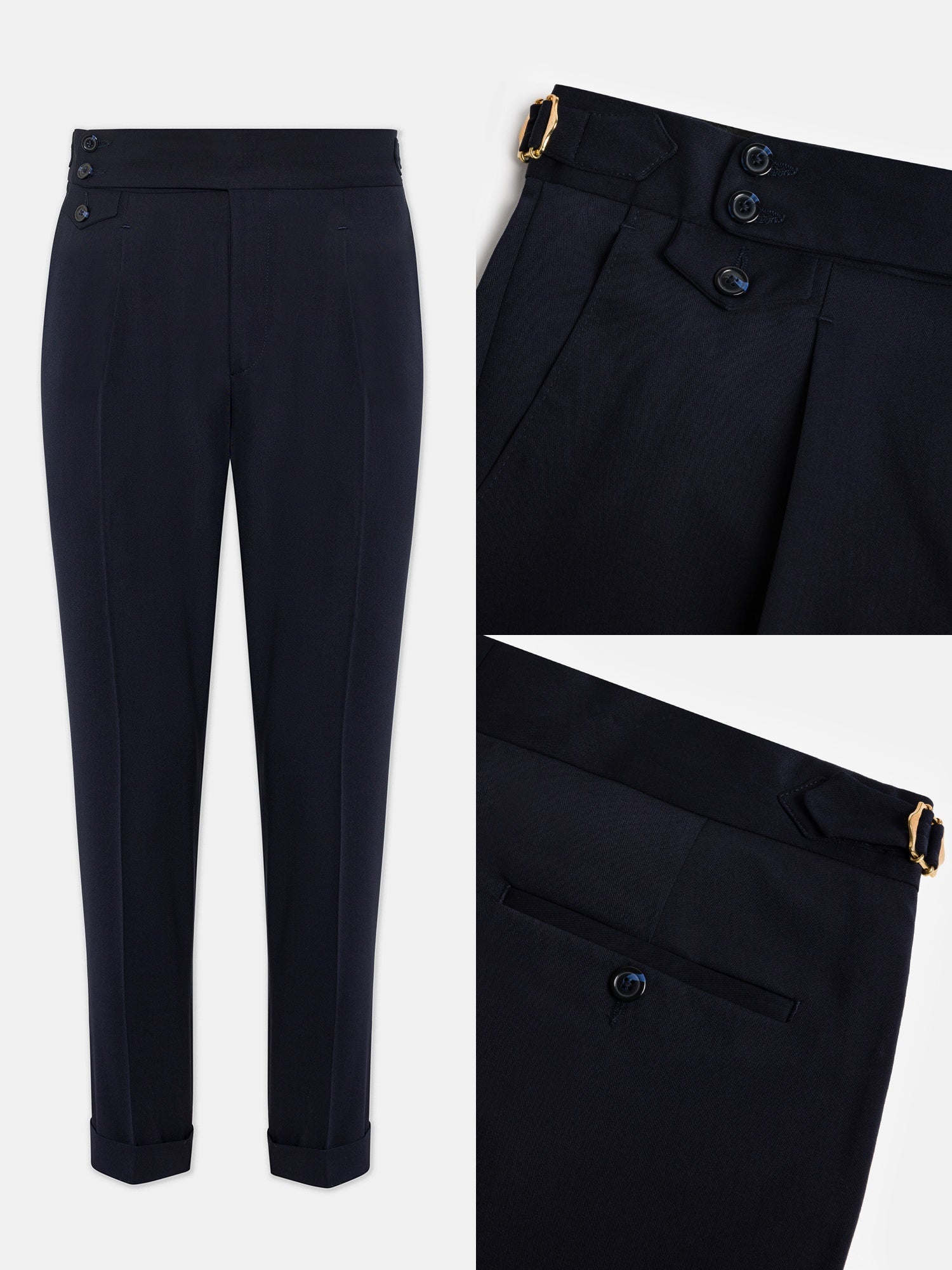 London Navy High Waist Slim-Fit Pants