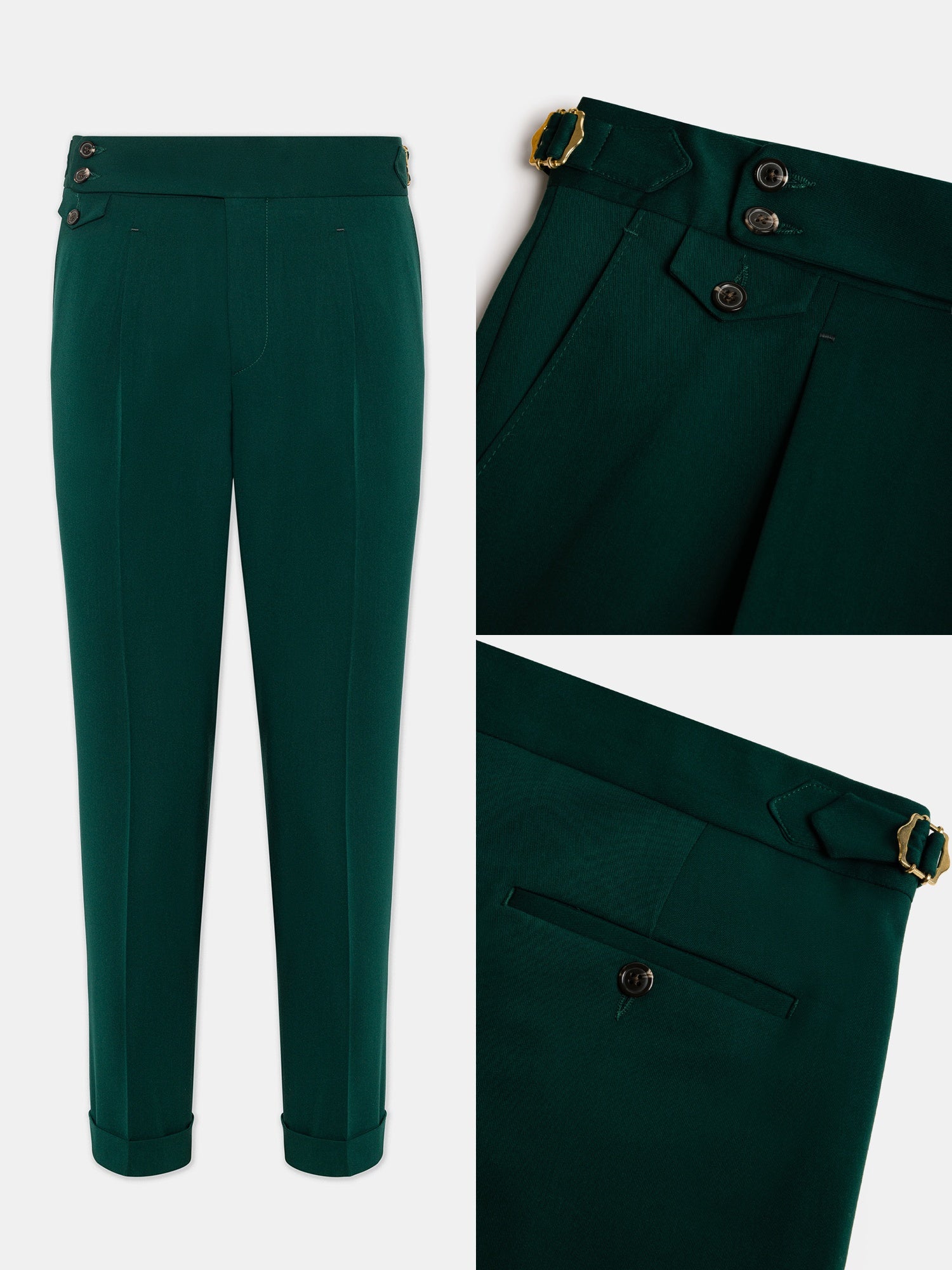 London Green High Waist Slim-Fit Pants