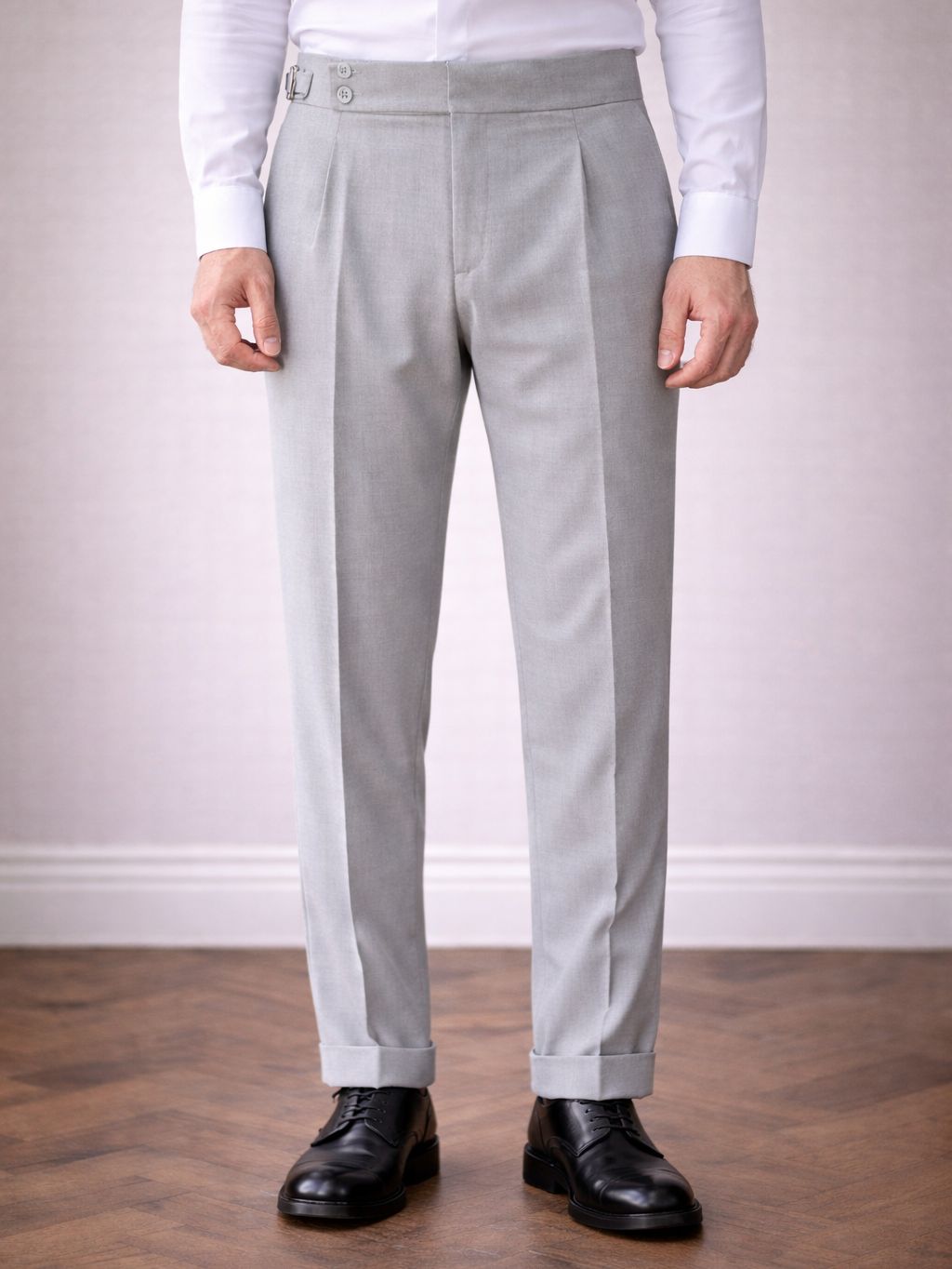 Light Grey High Waist Slim-Fit Pants