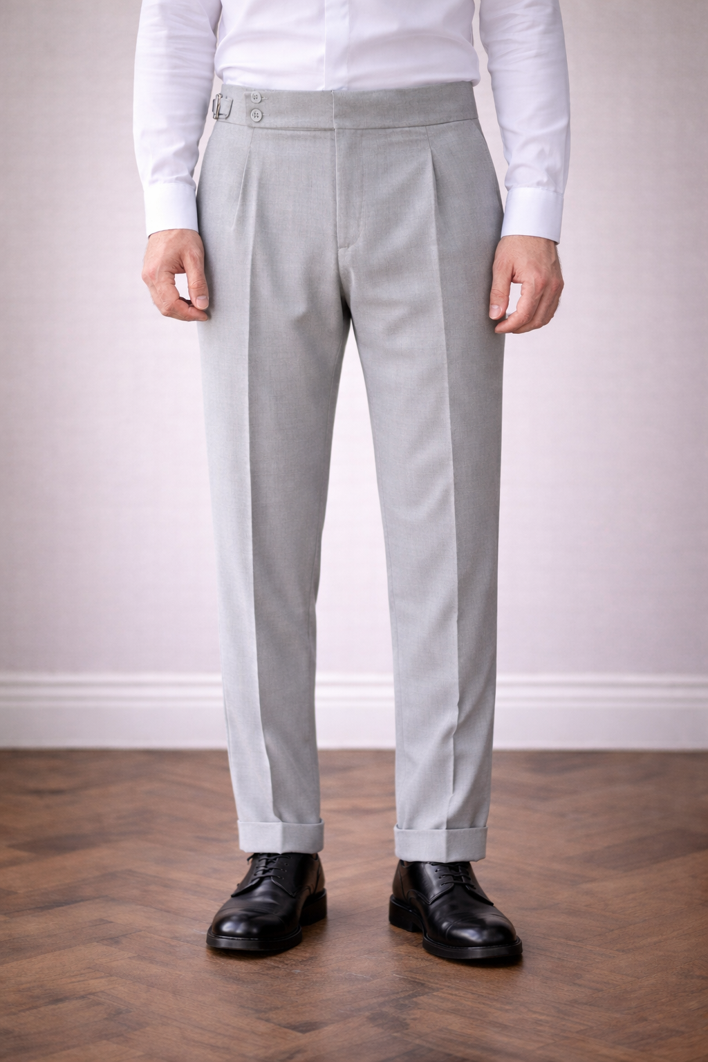 Light Grey High Waist Slim-Fit Pants