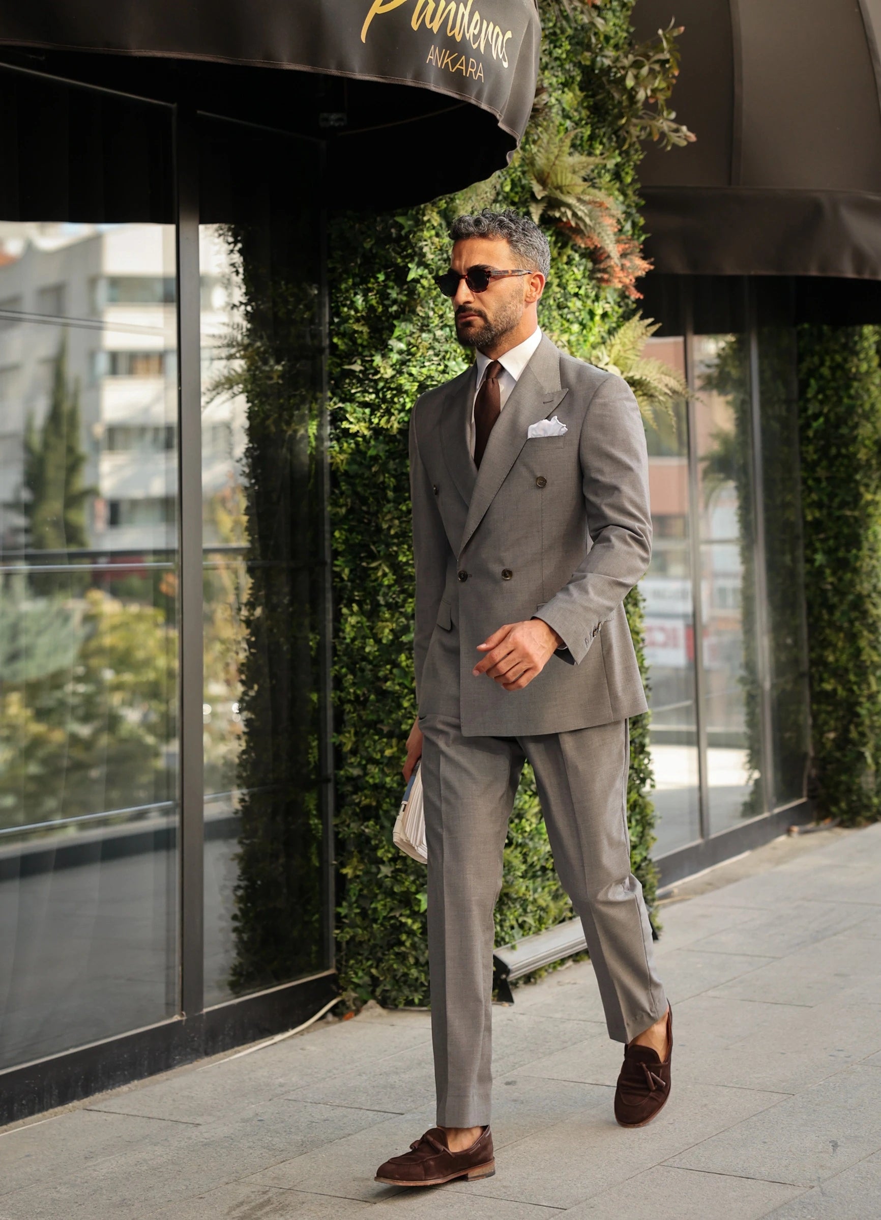 Grey Double Breasted Suit 2-Piece