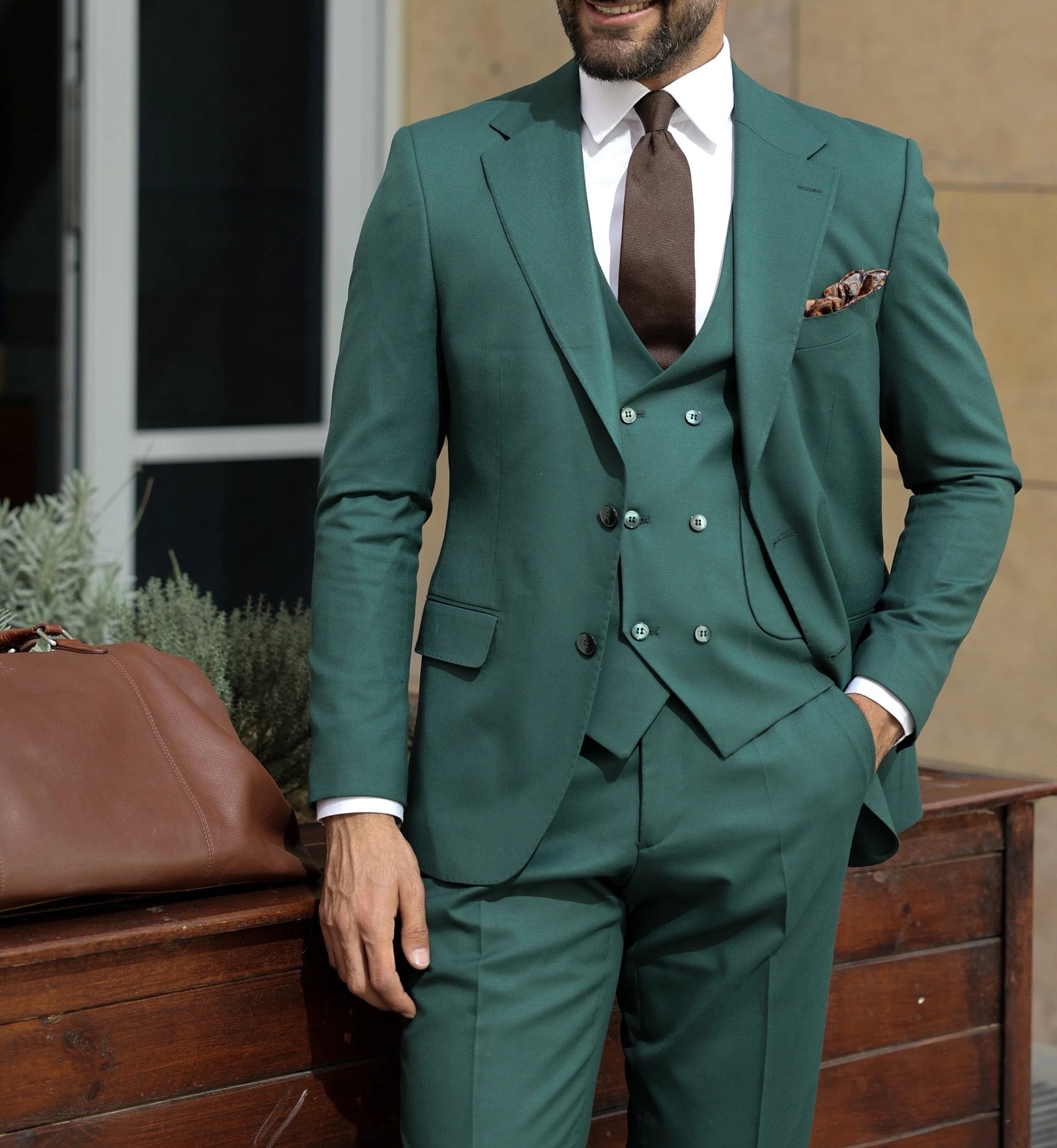 Green Slim-Fit Suit 3-Piece