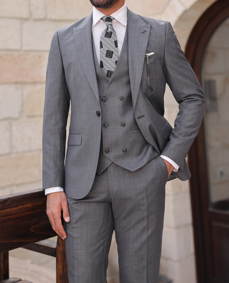 Grey Slim-Fit Suit 3-Piece