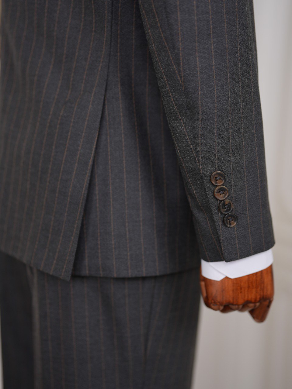 Brown Striped Double Breasted Suit 2-Piece