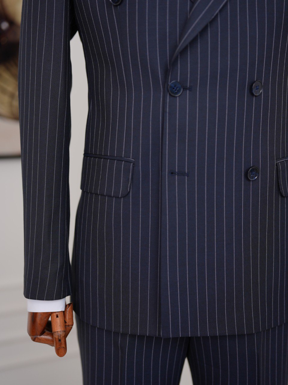 Navy Striped Double Breasted Suit 2-Piece