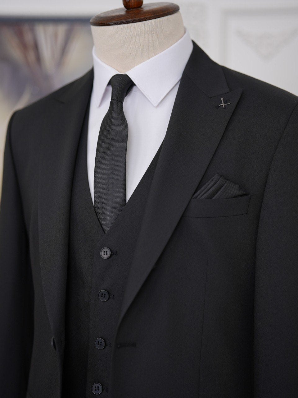 Black Slim-Fit Suit 3-Piece
