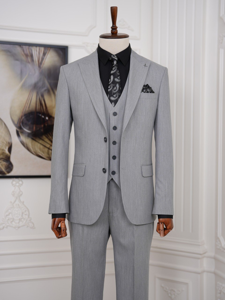 Light Grey Slim-Fit Suit 3-Piece