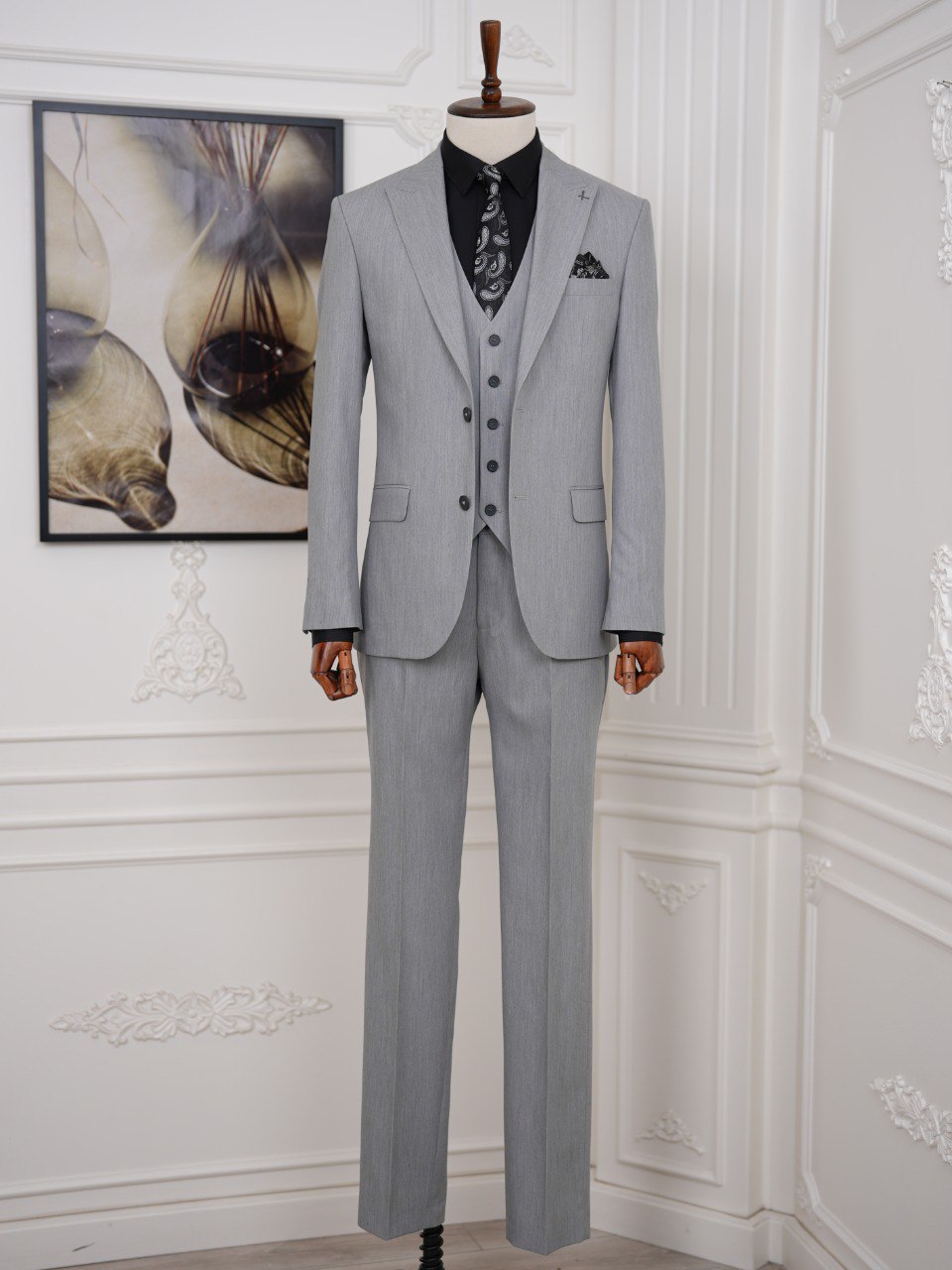 Light Grey Slim-Fit Suit 3-Piece