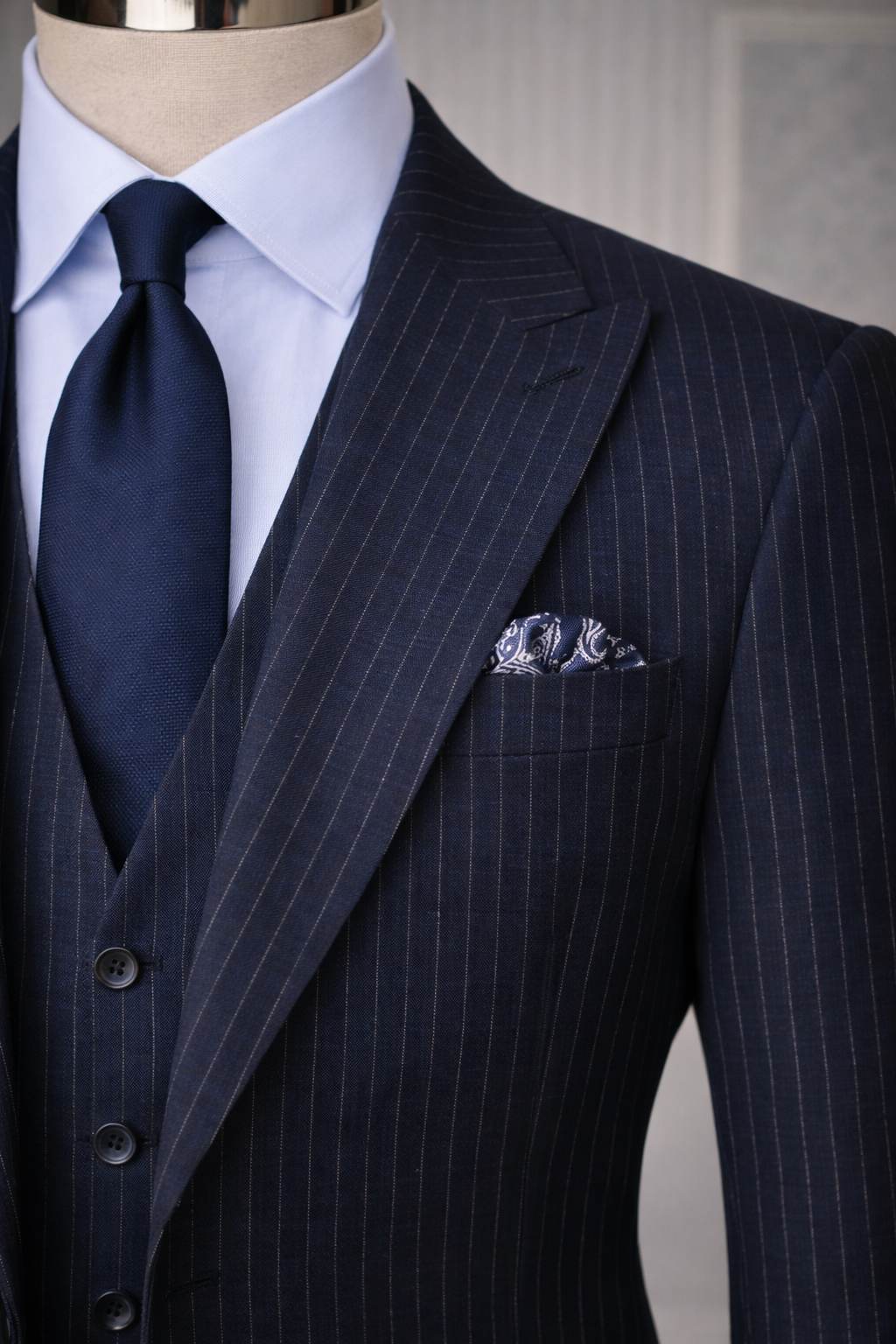 Navy Double-Sided Vest Suit 3-Piece