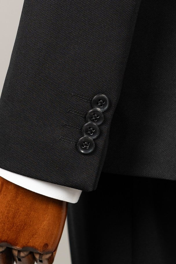 VIOSSI Black Slim-Fit Suit 2-Piece front view - italian suit styles menswear with tailored jacket and trousers
