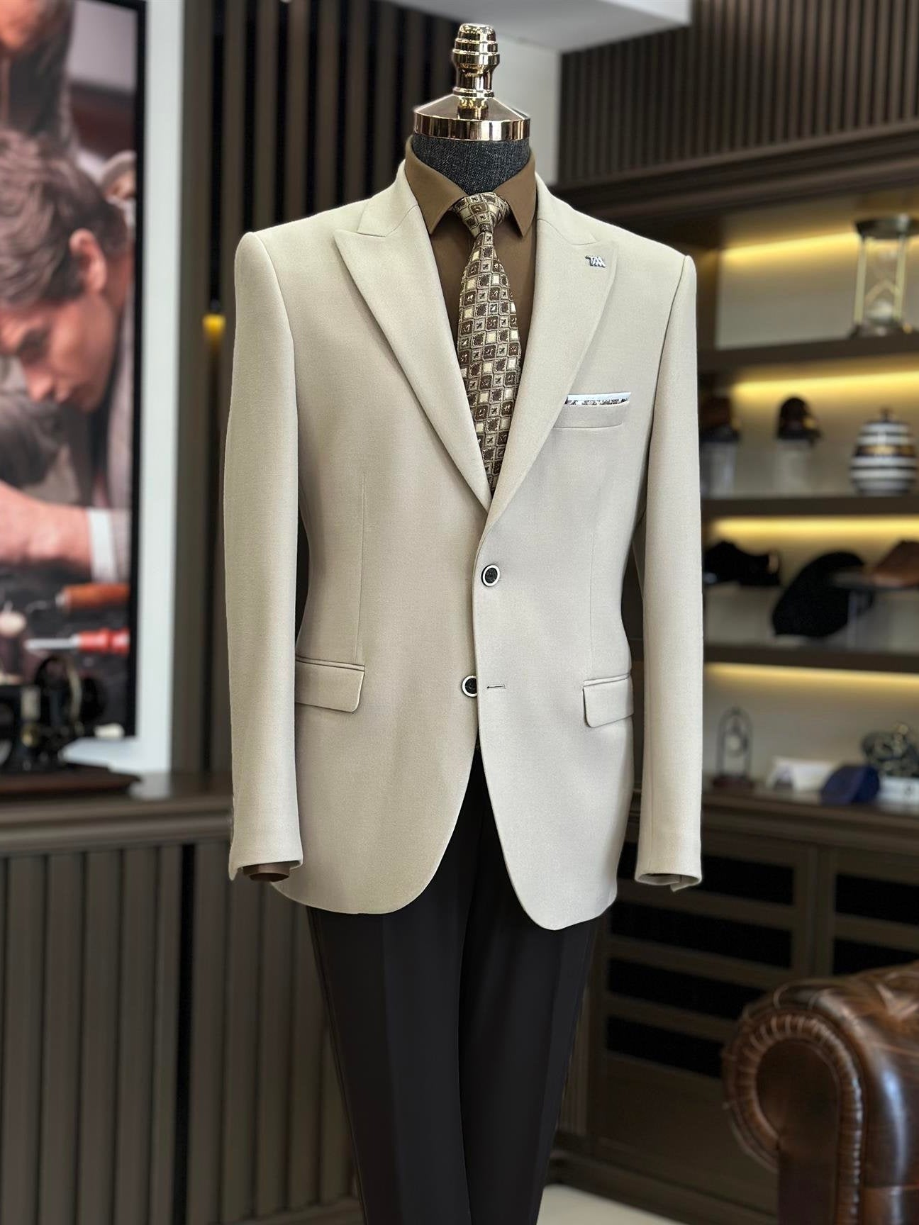 Beige Single Breasted Blazer