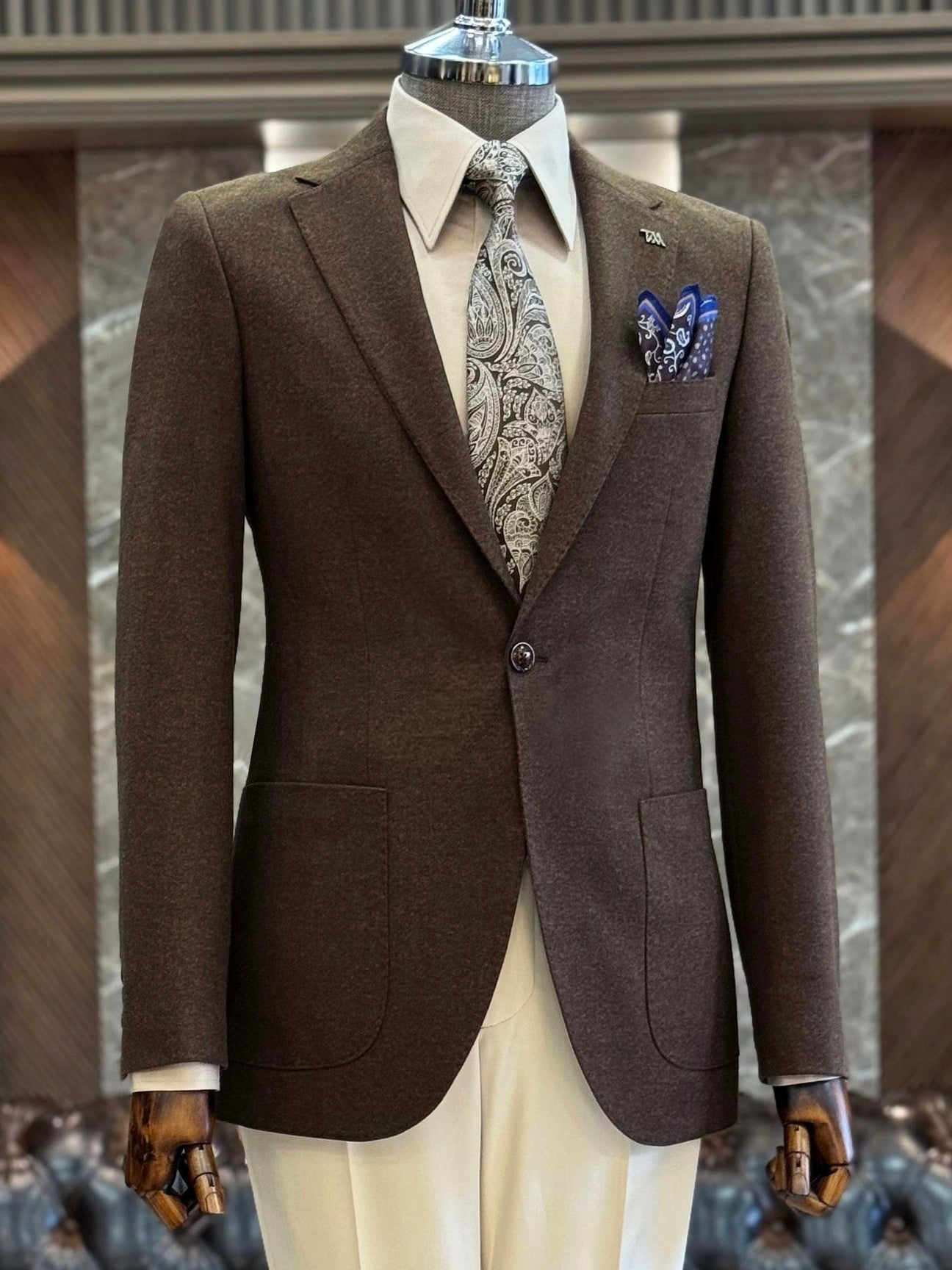 Brown Single Breasted Blazer