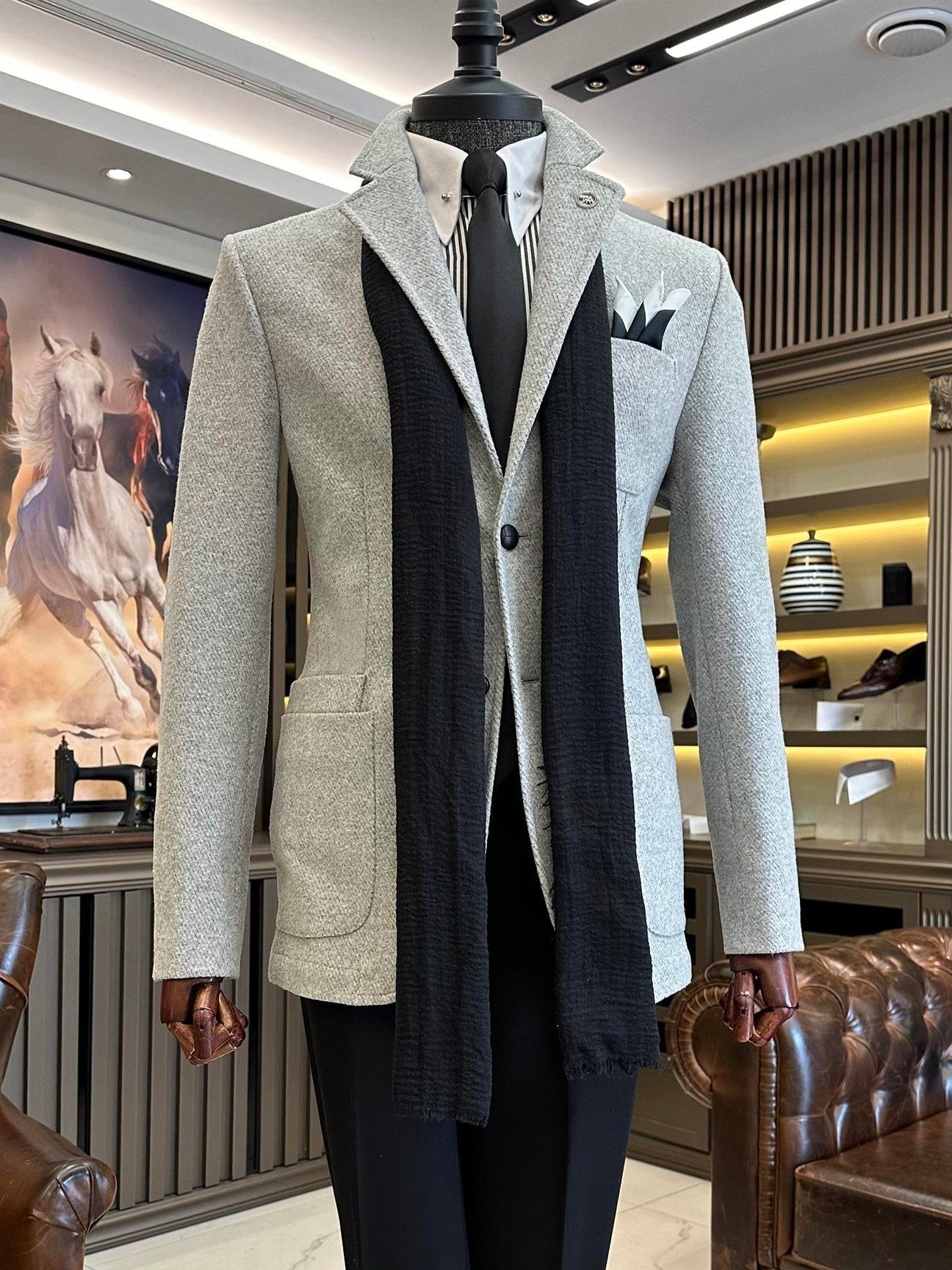 Grey Single Breasted Blazer