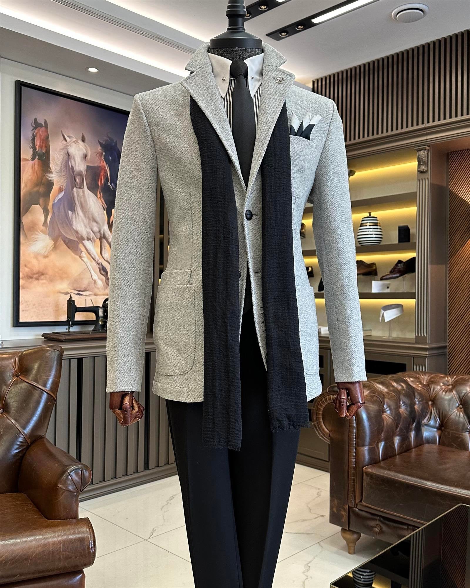 Grey Single Breasted Blazer