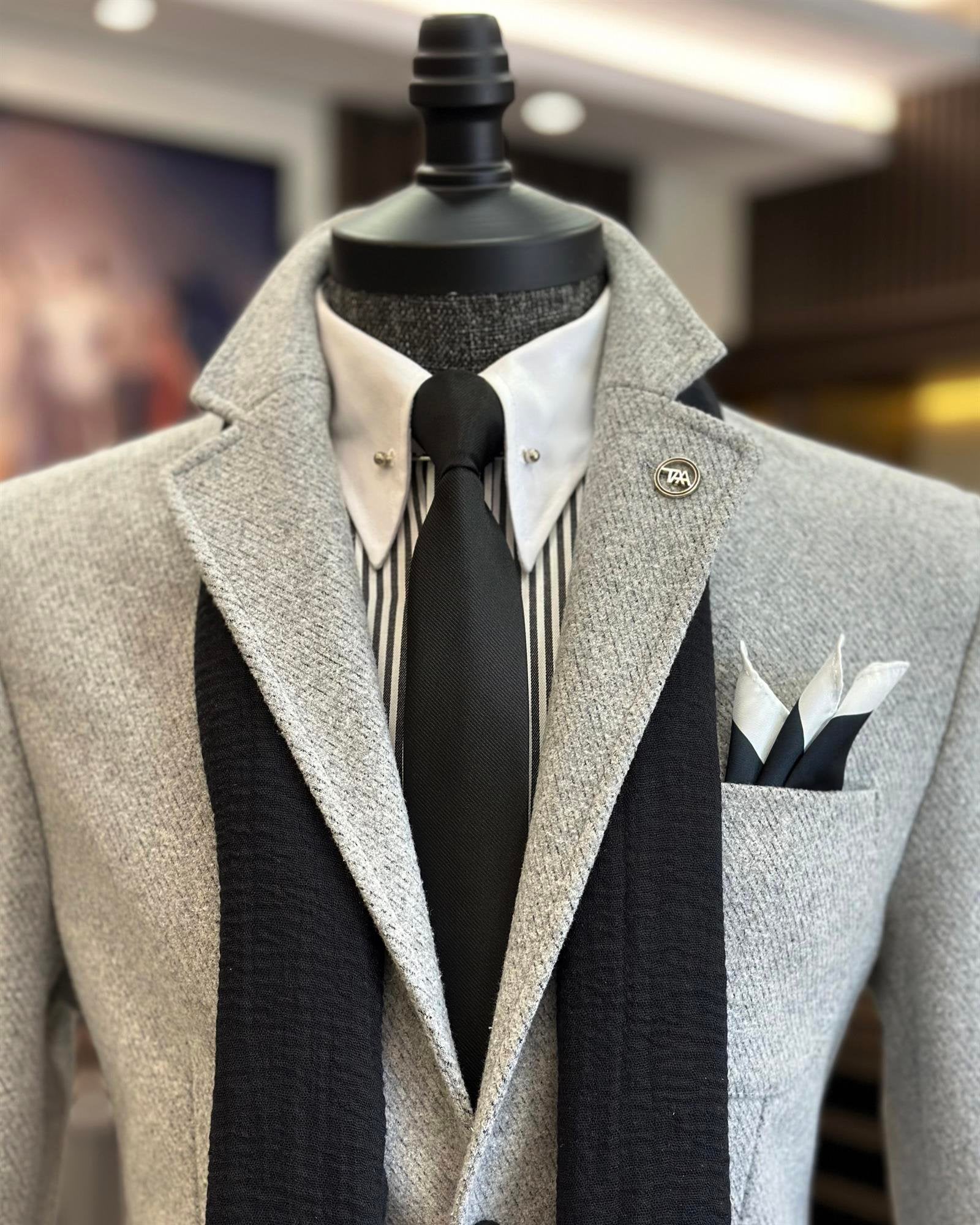 Grey Single Breasted Blazer