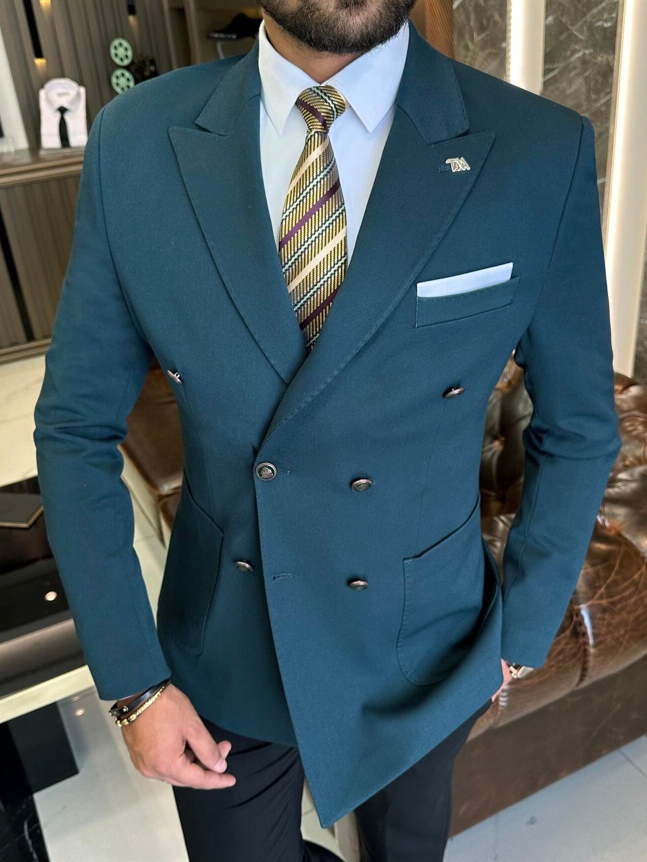 Green Double Breasted Blazer