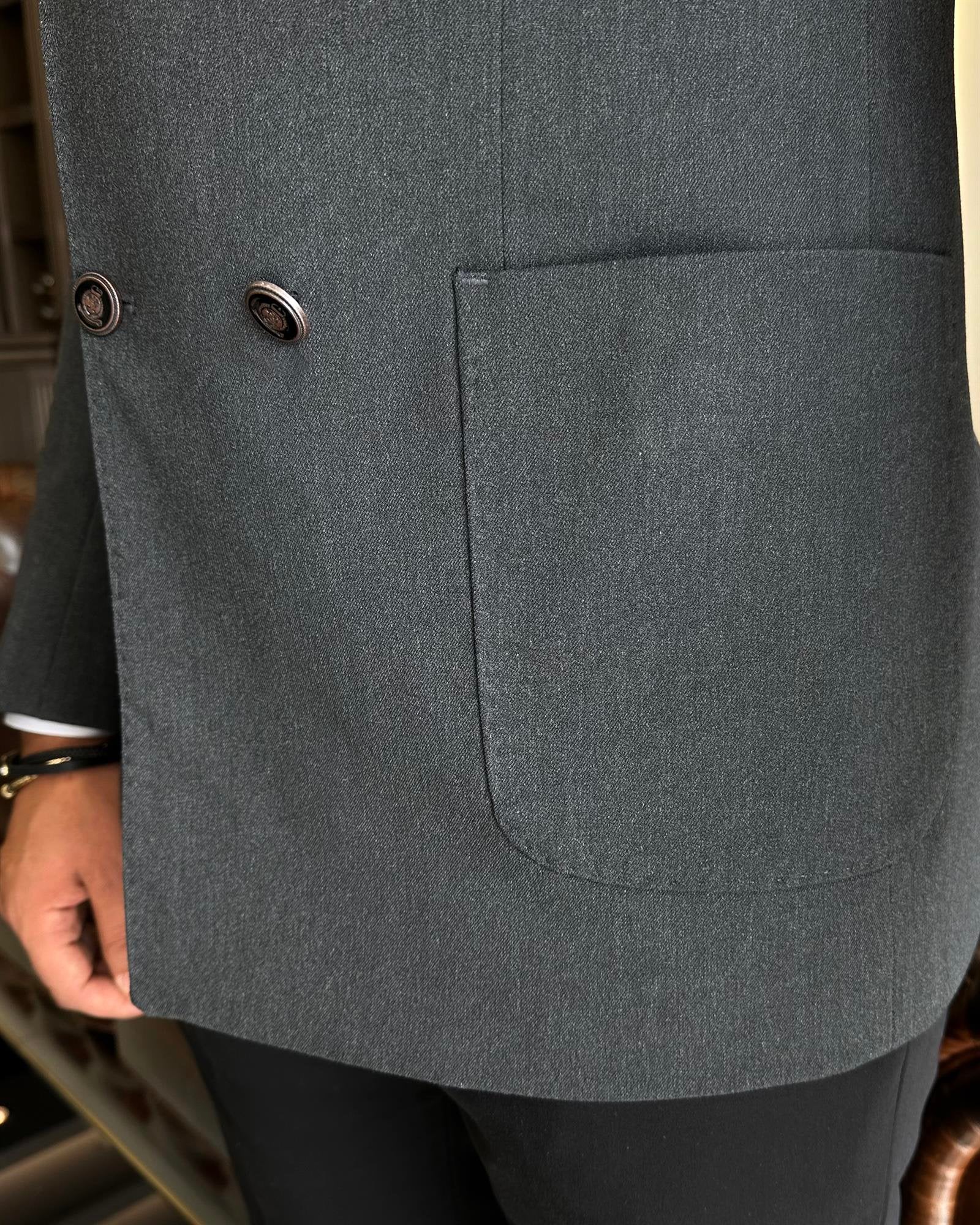 Dark Grey Double Breasted Blazer