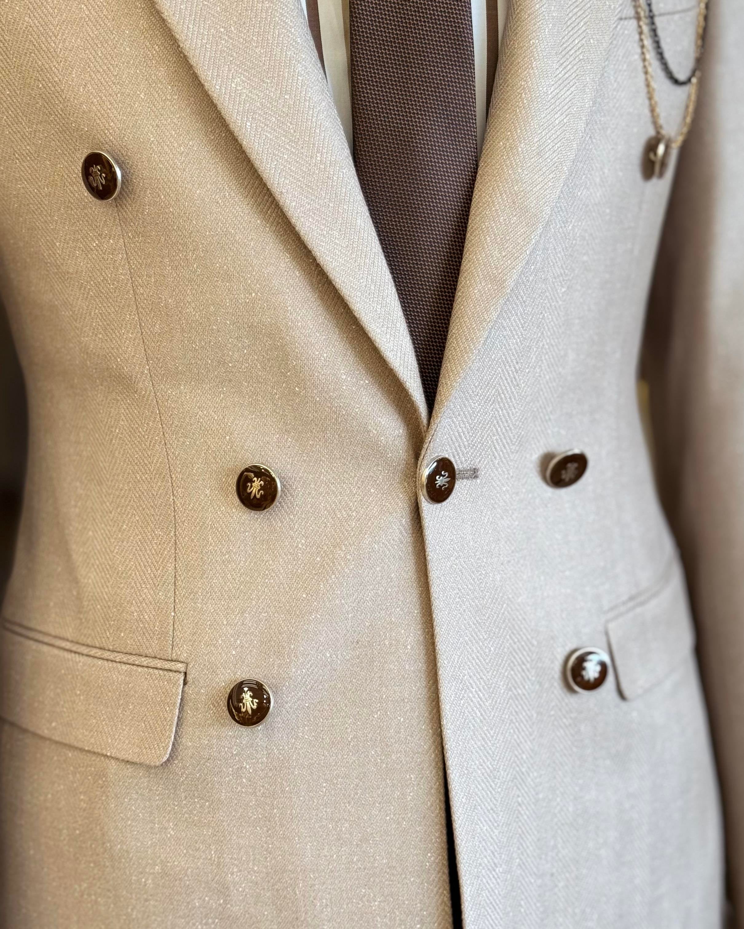 Beige Single Breasted Blazer