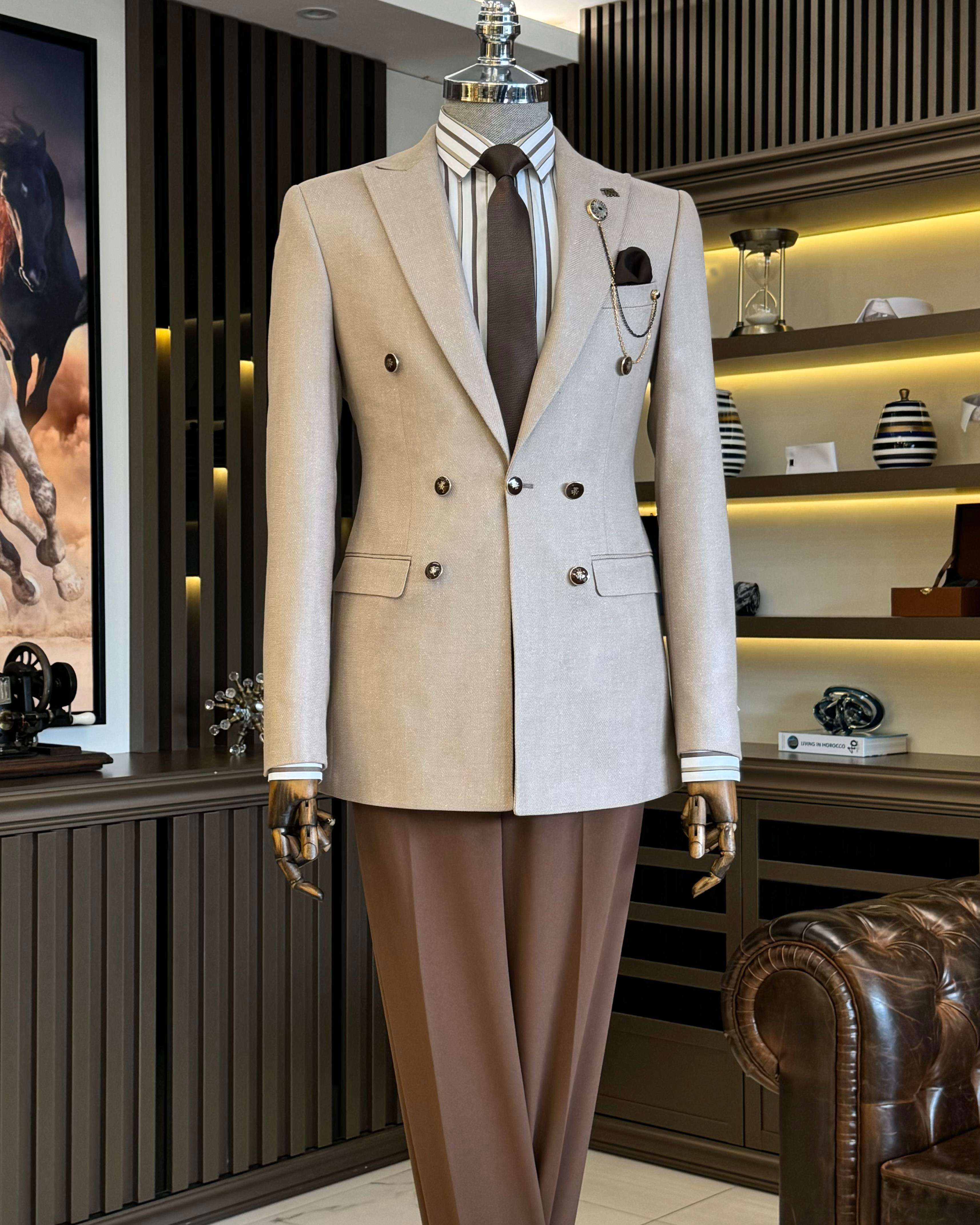 Beige Single Breasted Blazer