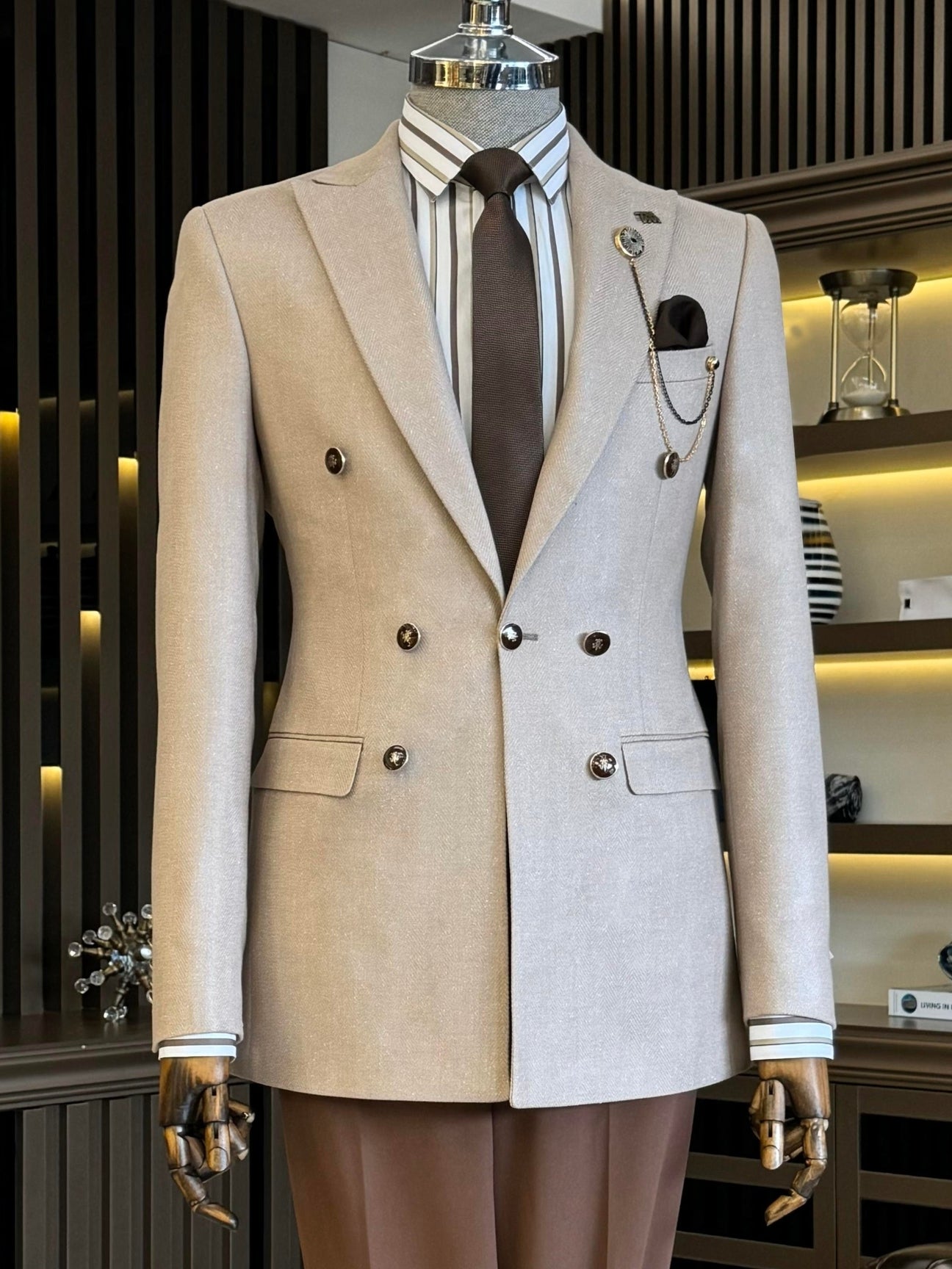 Beige Single Breasted Blazer