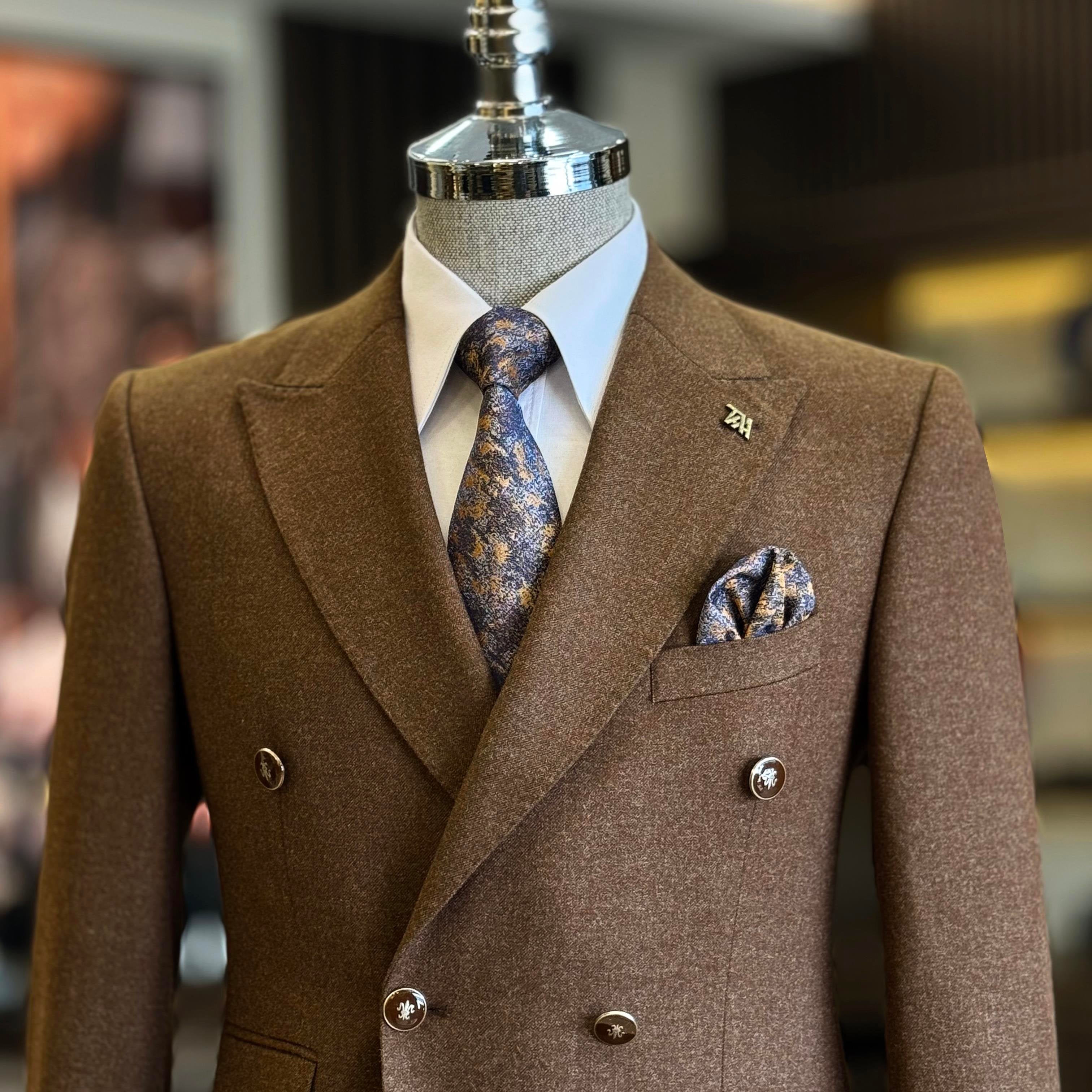 Brown Double Breasted Blazer