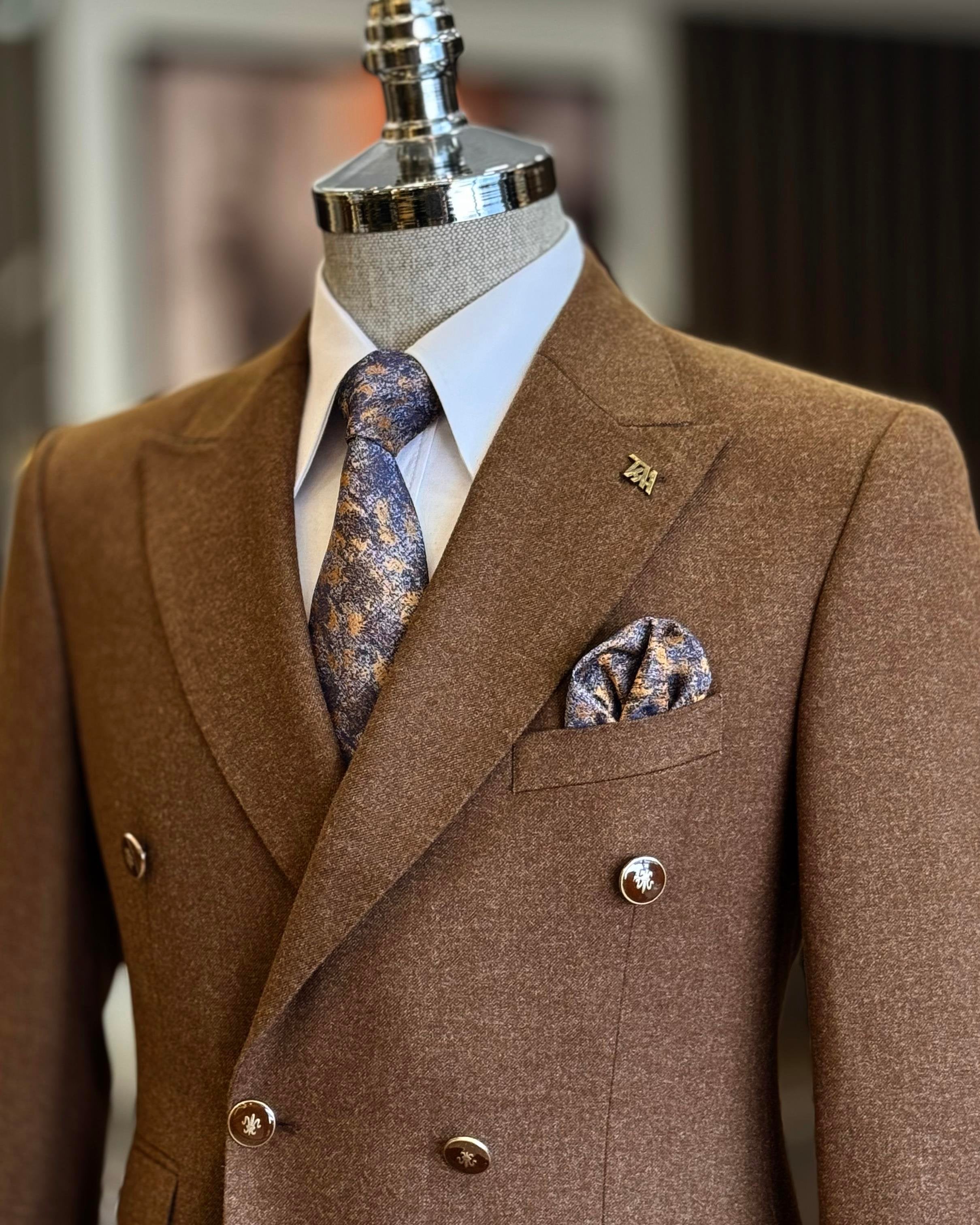 Brown Double Breasted Blazer