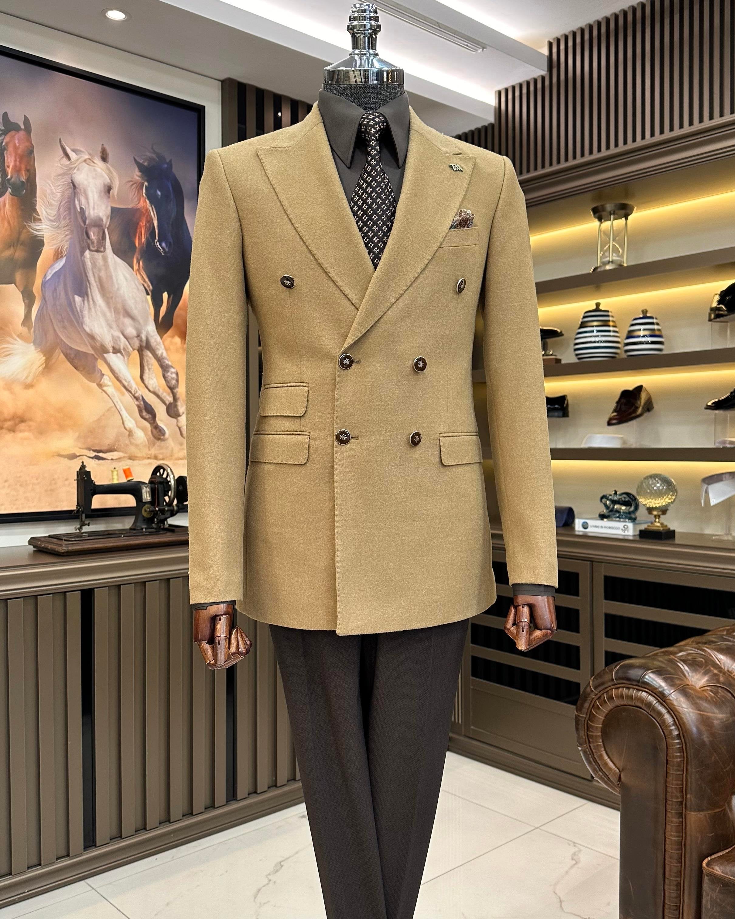 Camel Double Breasted Blazer