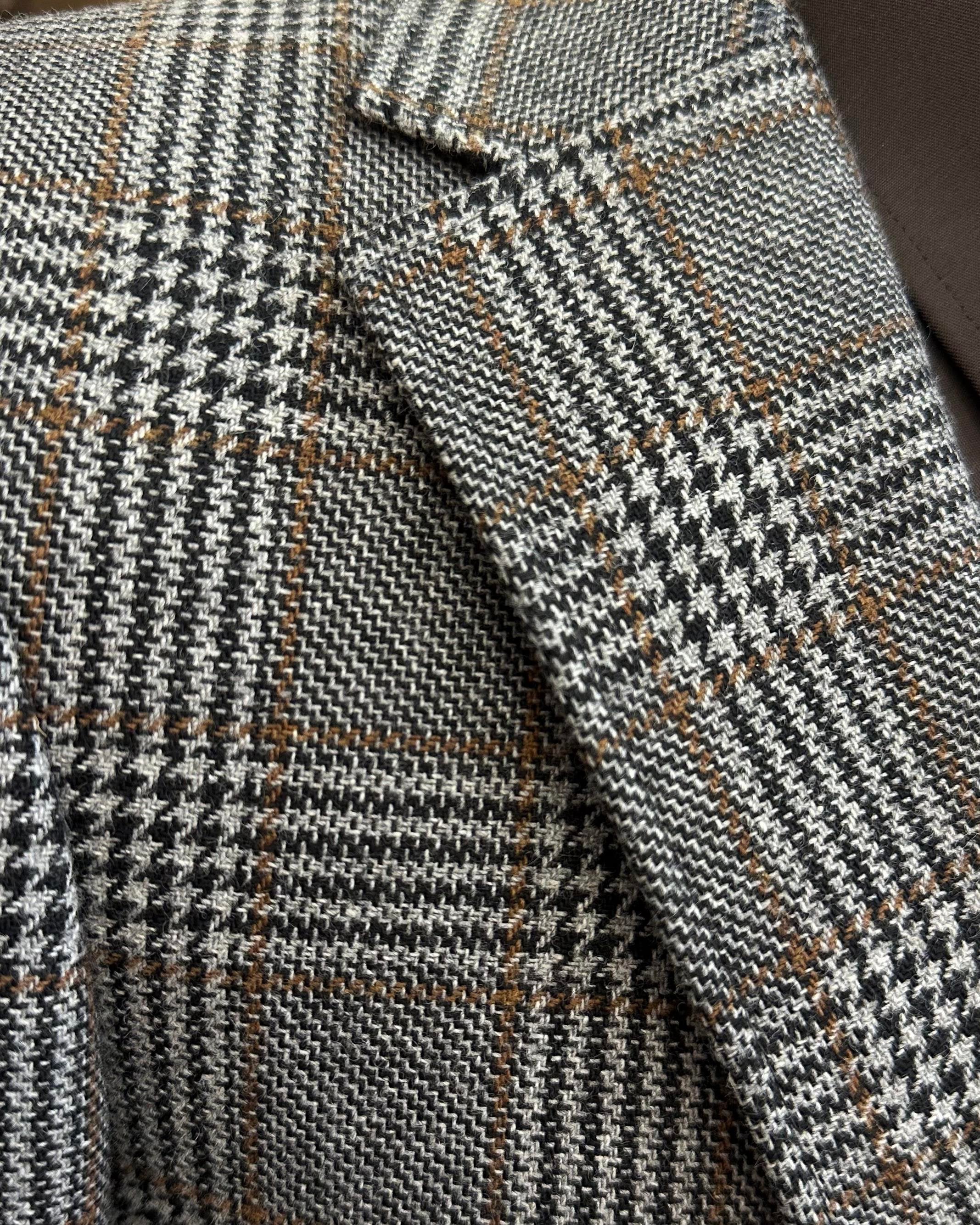 Grey Plaid Single Breasted Blazer