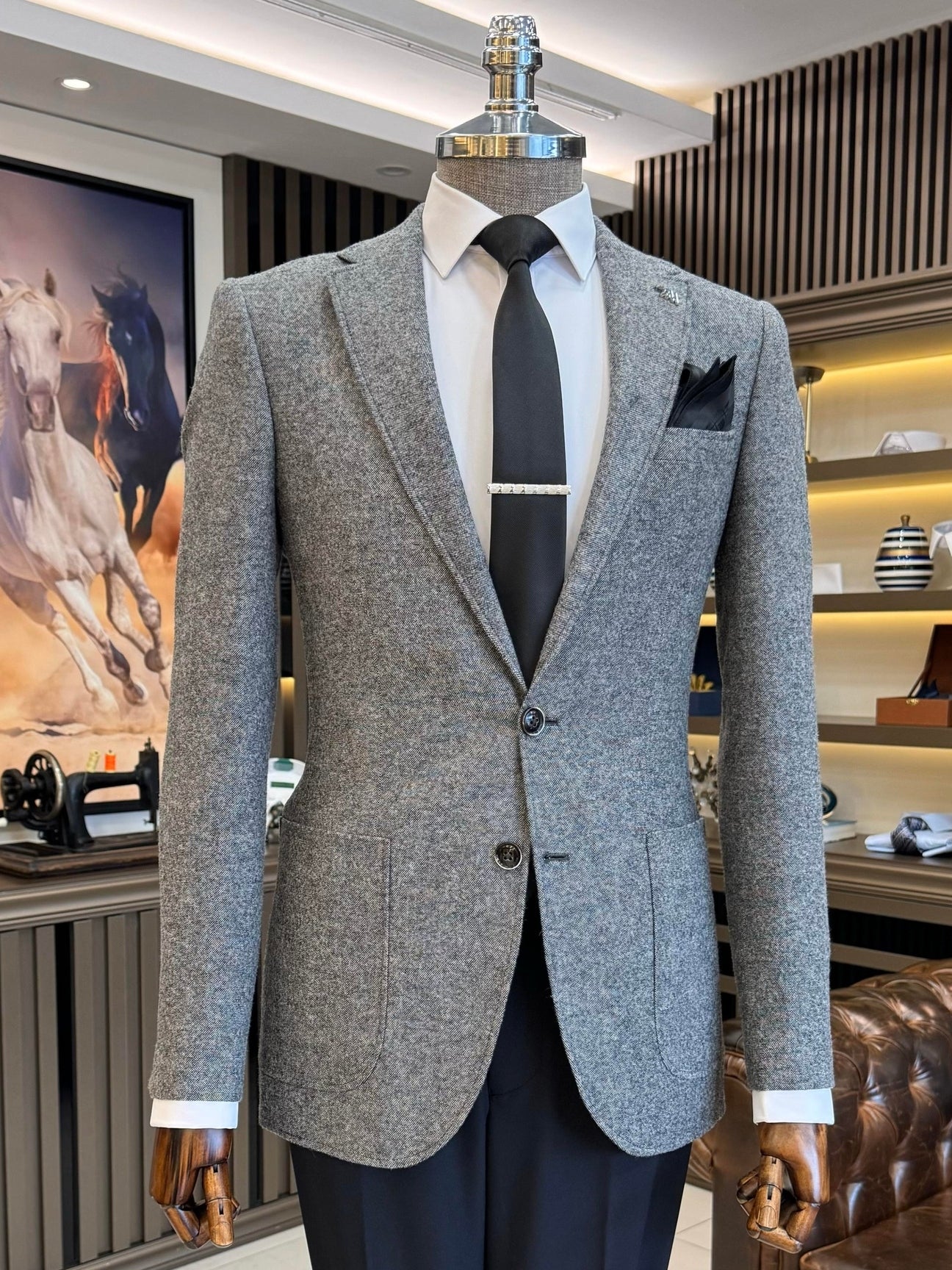 Grey Single Breasted Blazer