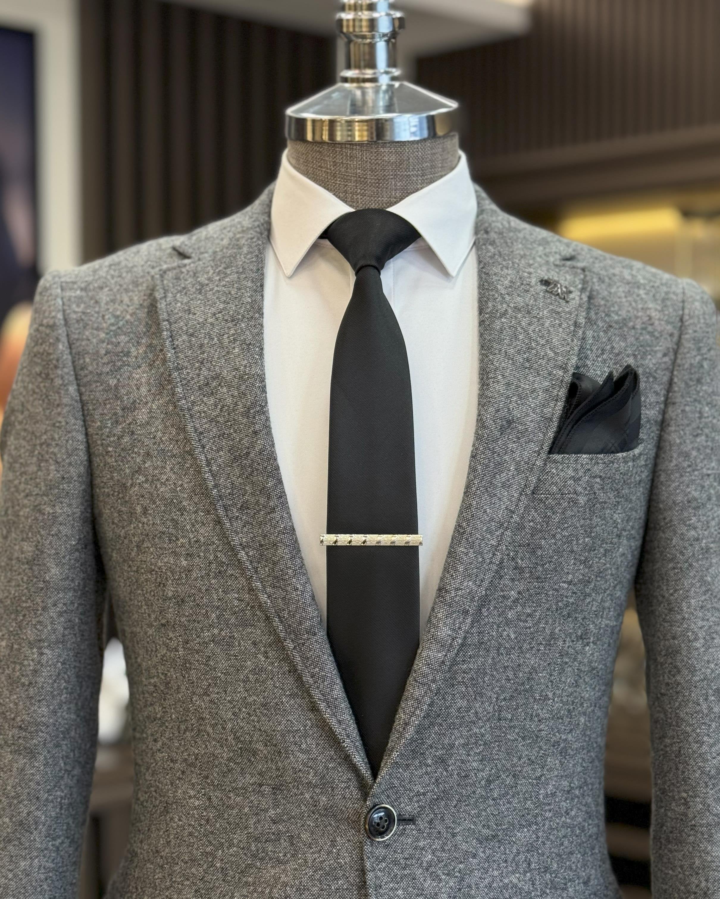 Grey Single Breasted Blazer