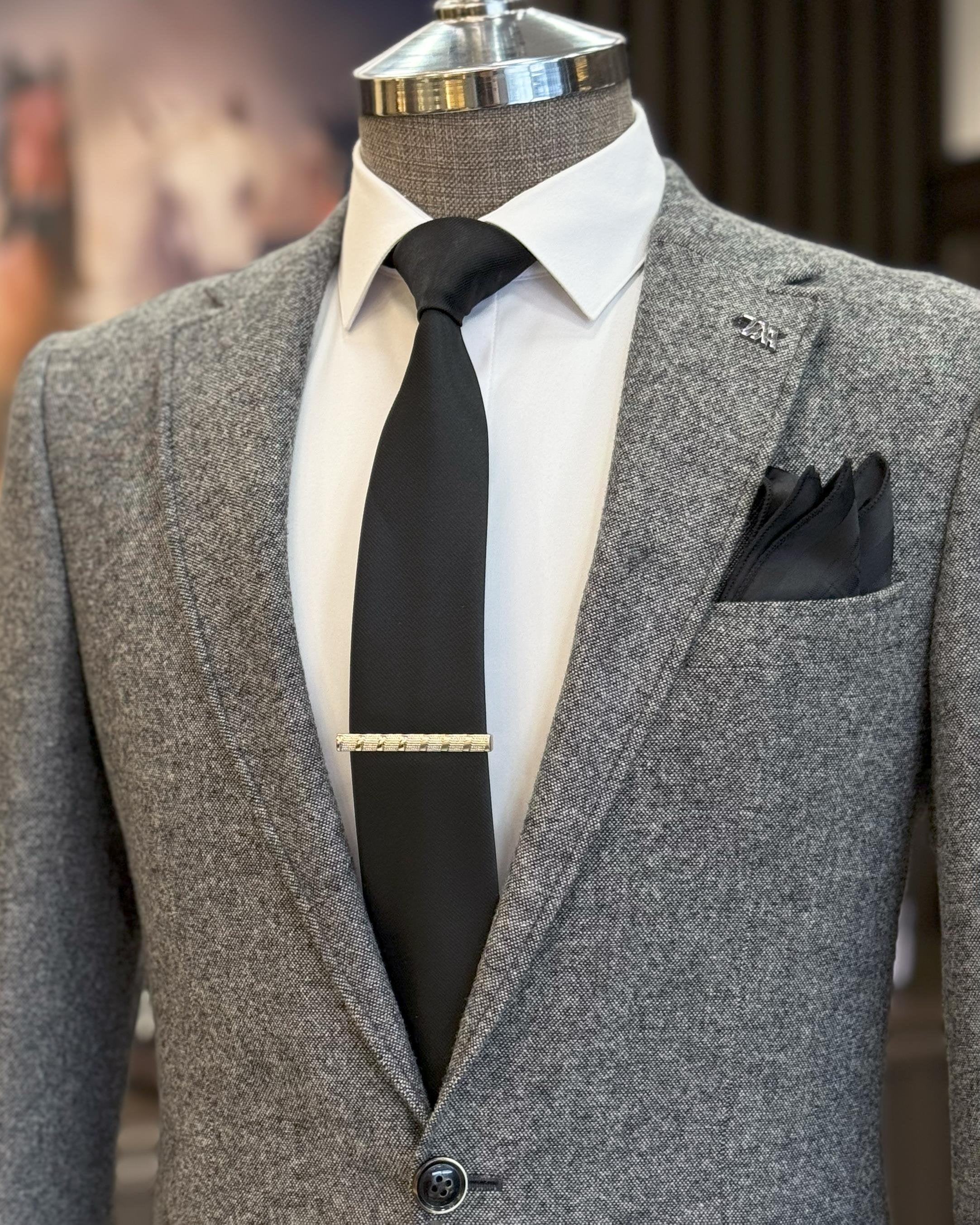 Grey Single Breasted Blazer