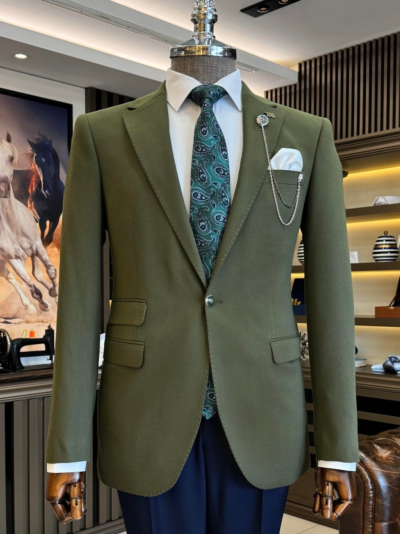 Khaki Single Breasted Blazer