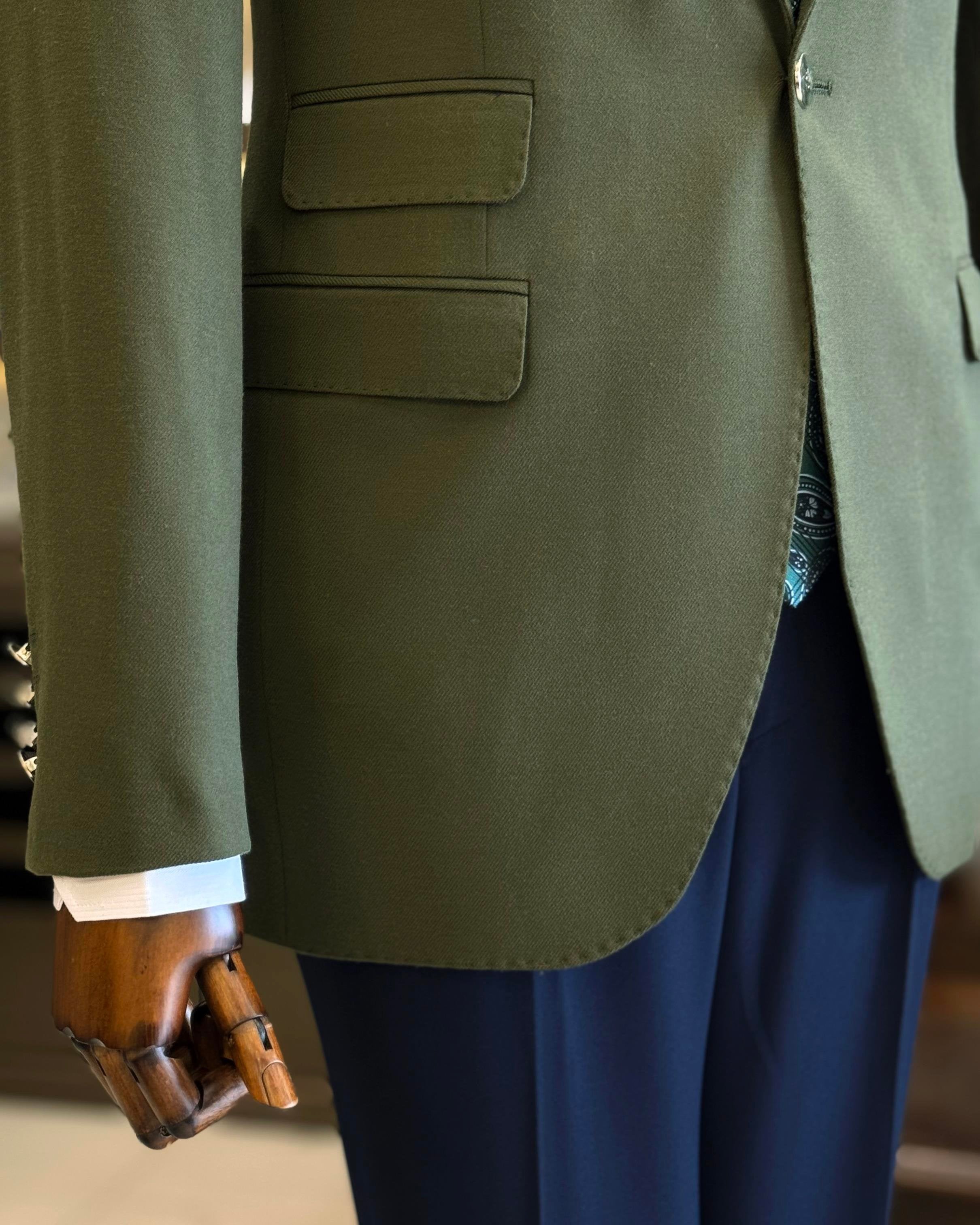 Khaki Single Breasted Blazer