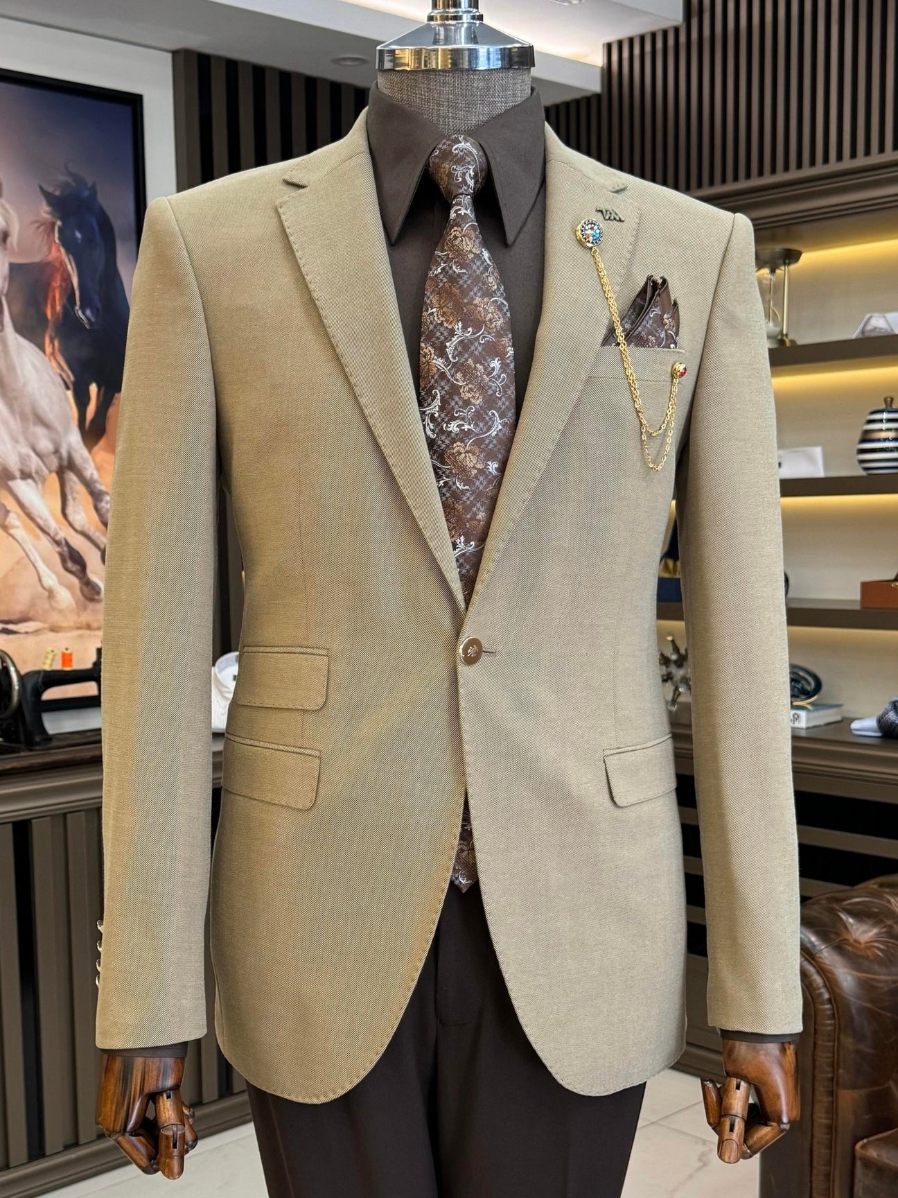 Beige Single Breasted Blazer