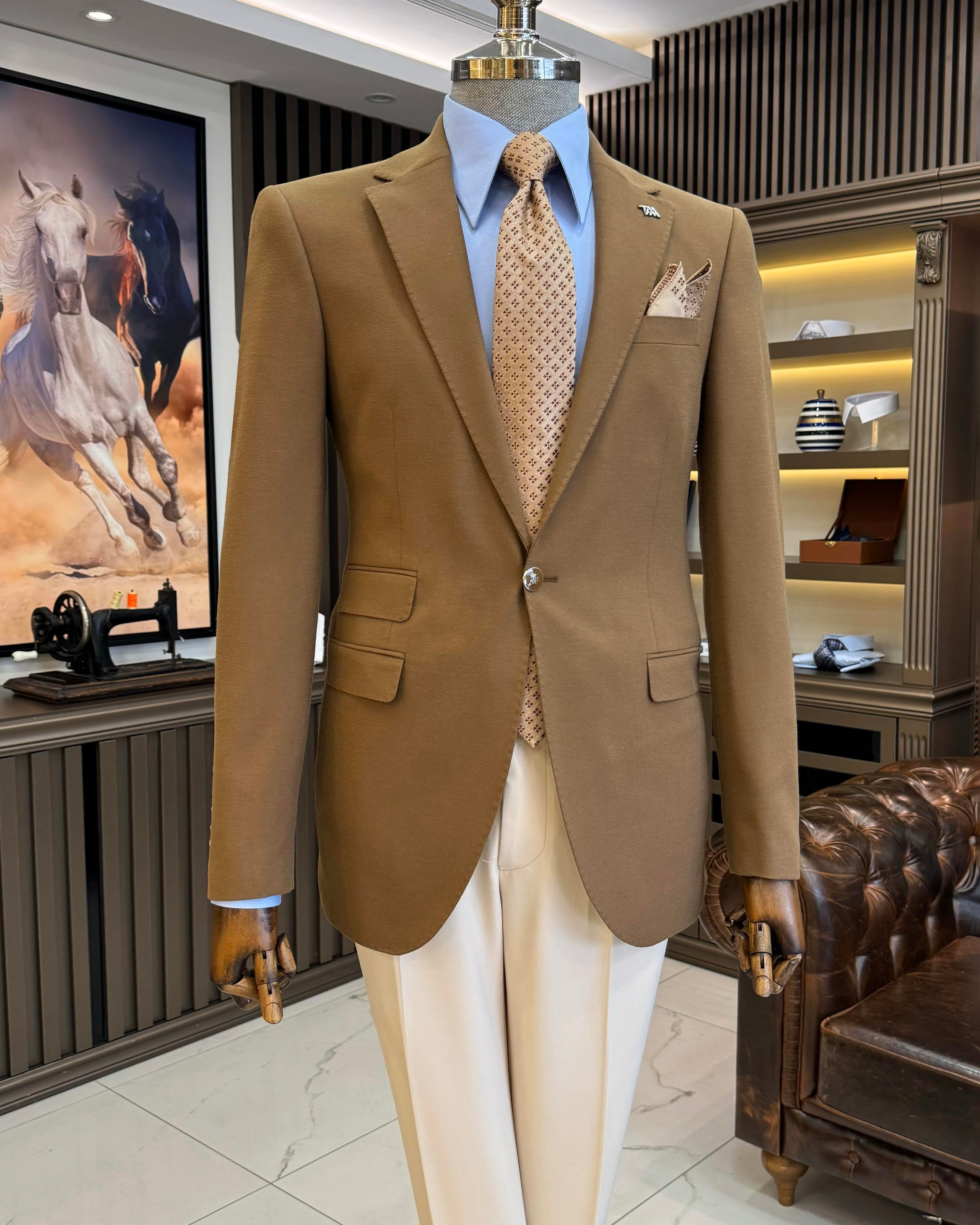 Brown Single Breasted Blazer