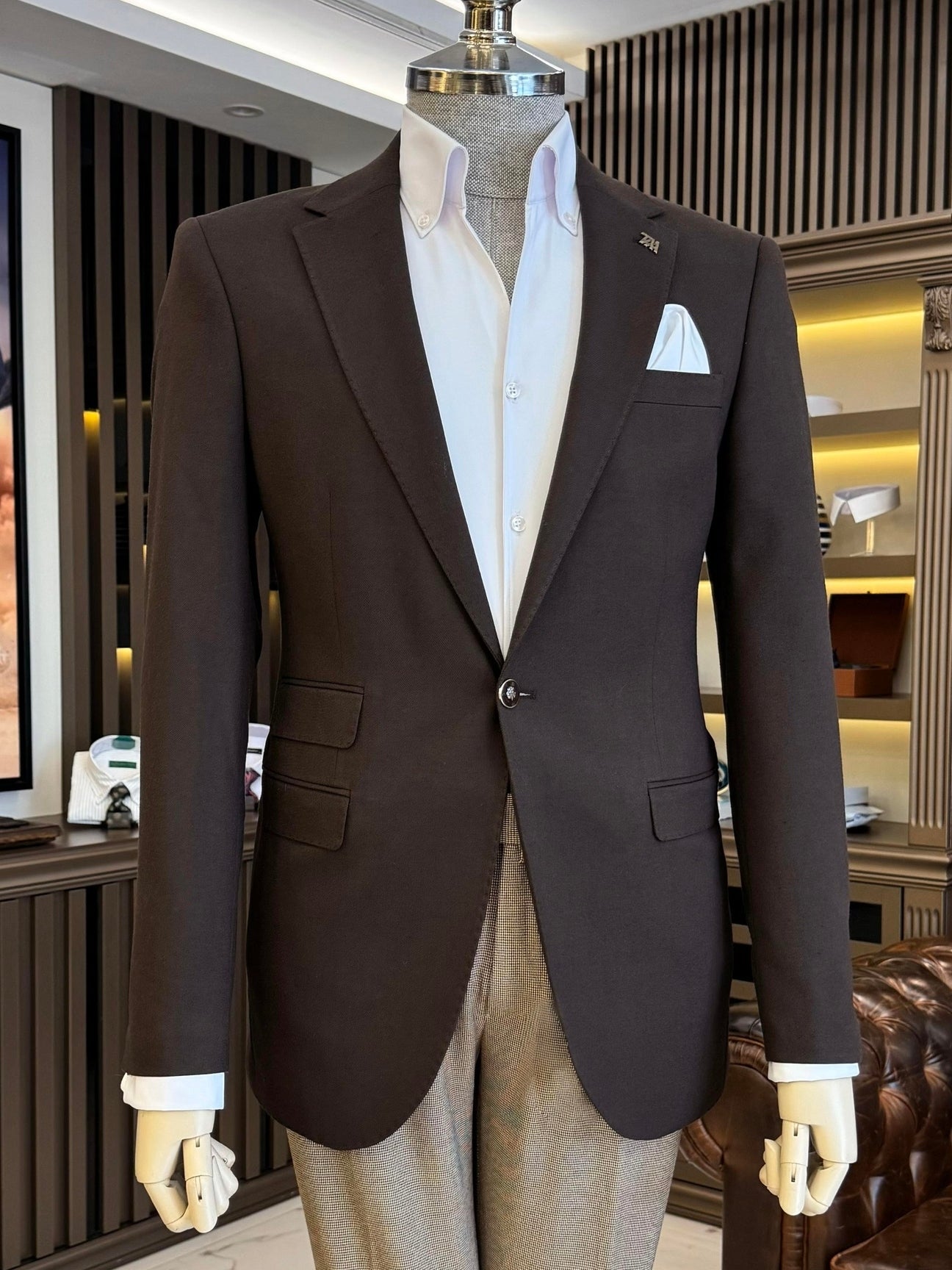 Brown Single Breasted Blazer