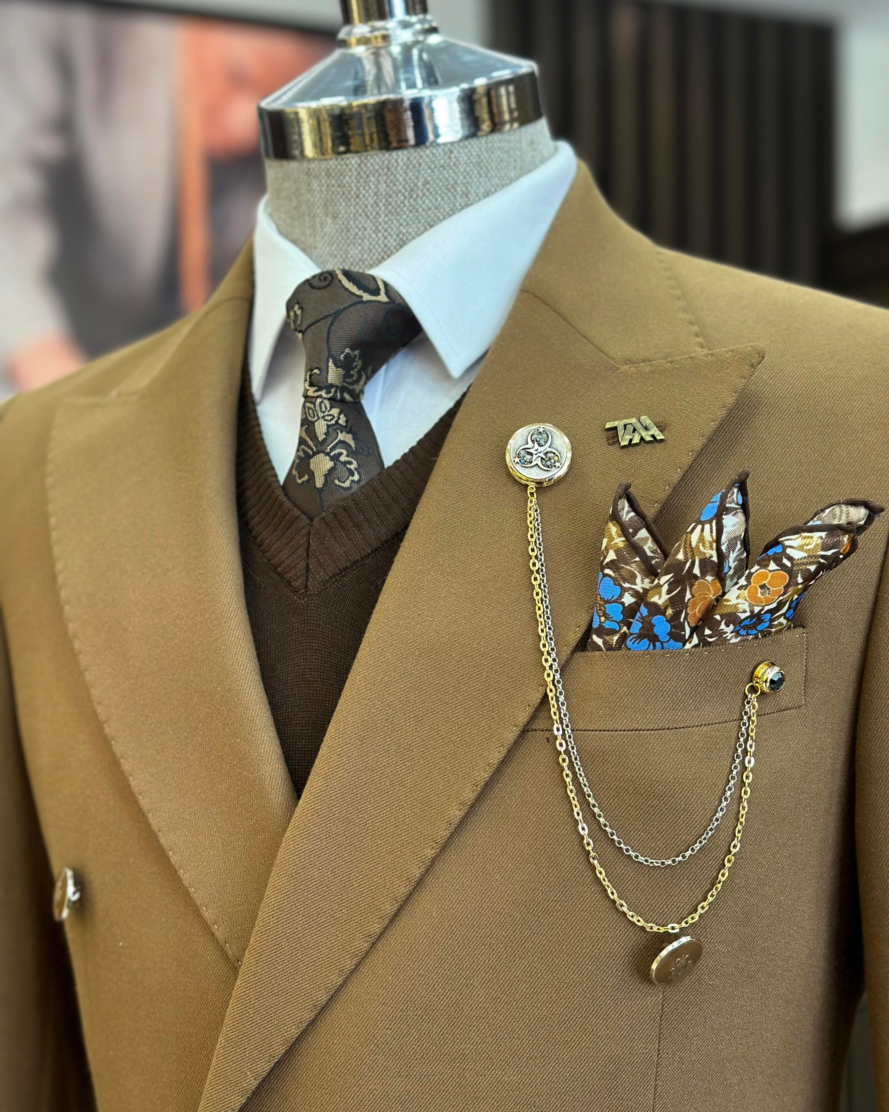 Camel Double Breasted Blazer