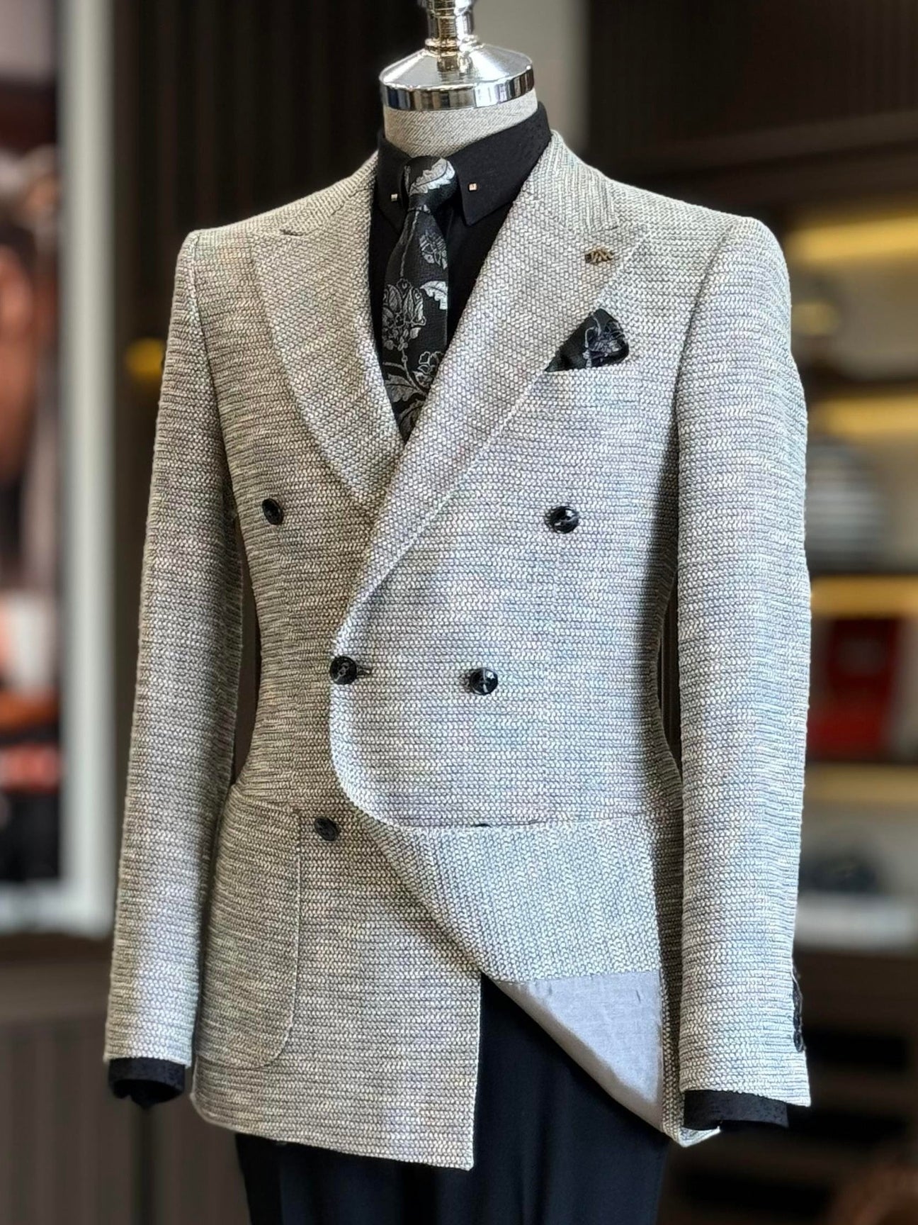 Grey Double Breasted Blazer