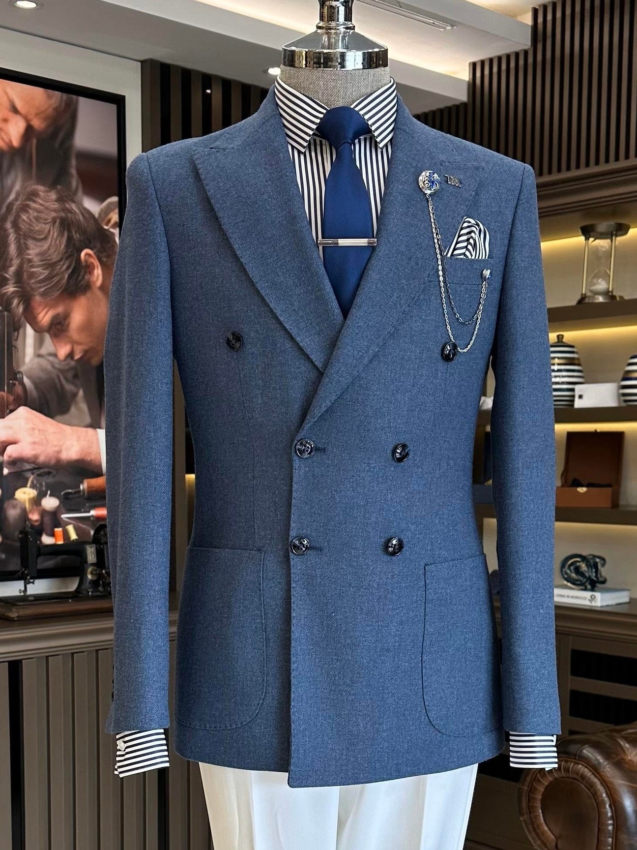 Blue Double Breasted Blazer