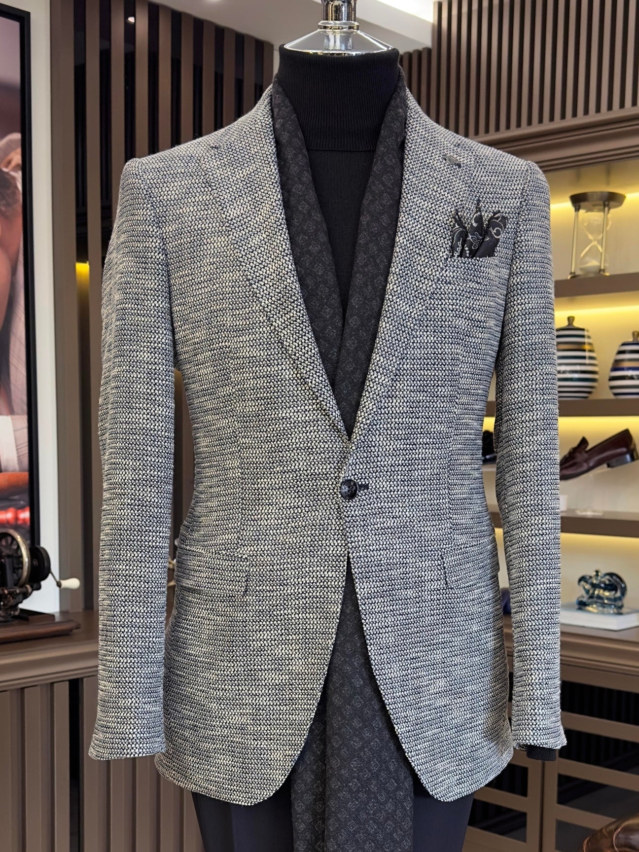 Grey Single Breasted Blazer