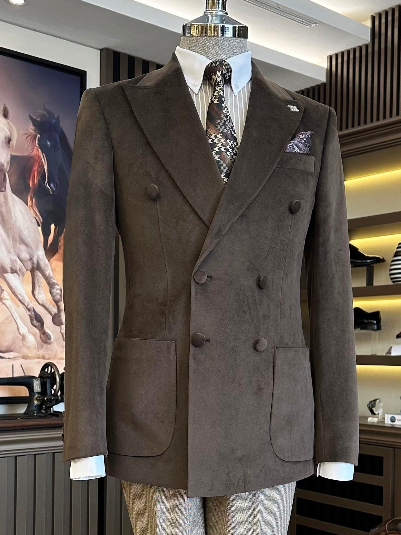 Brown Double Breasted Blazer