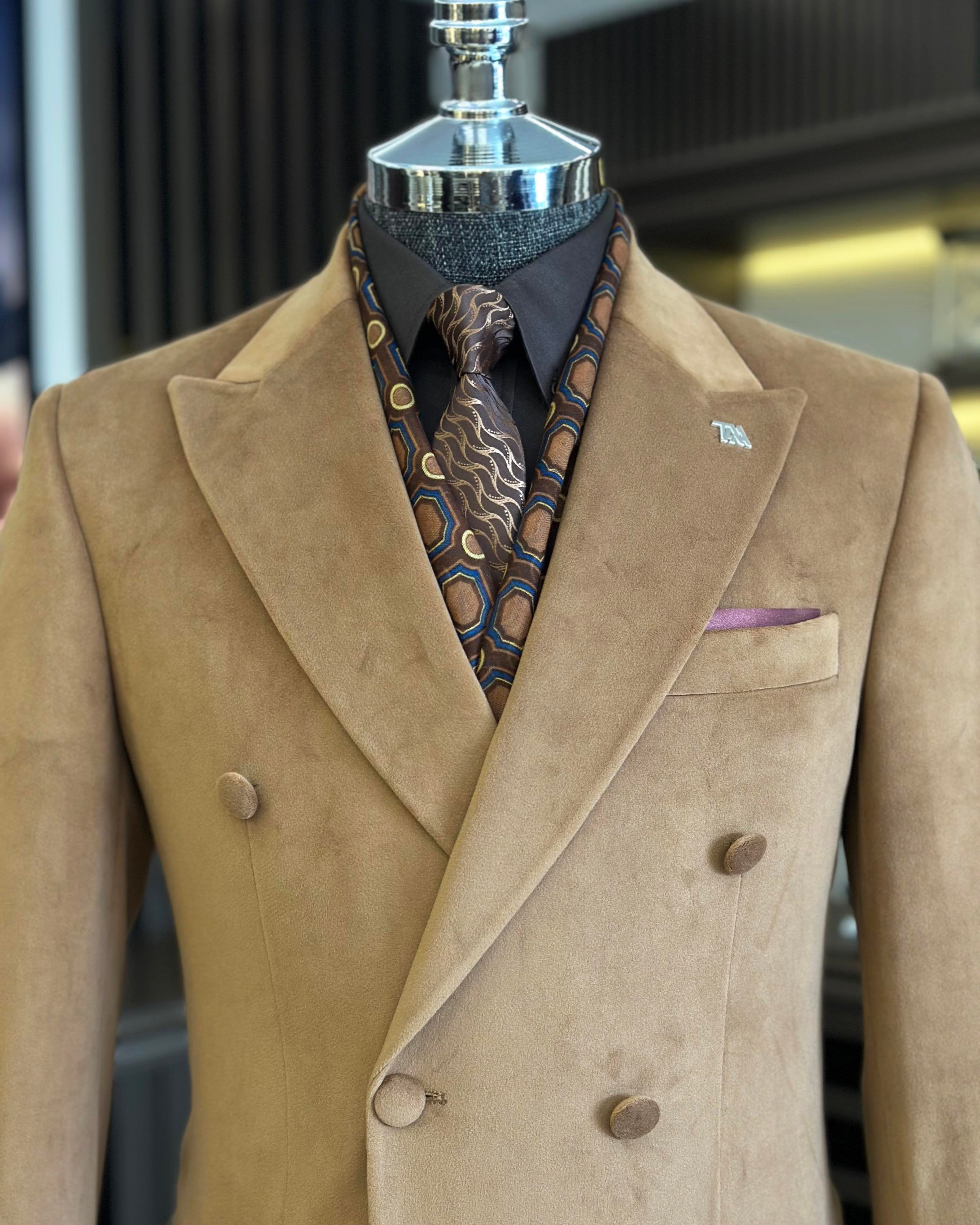 Camel Double Breasted Blazer