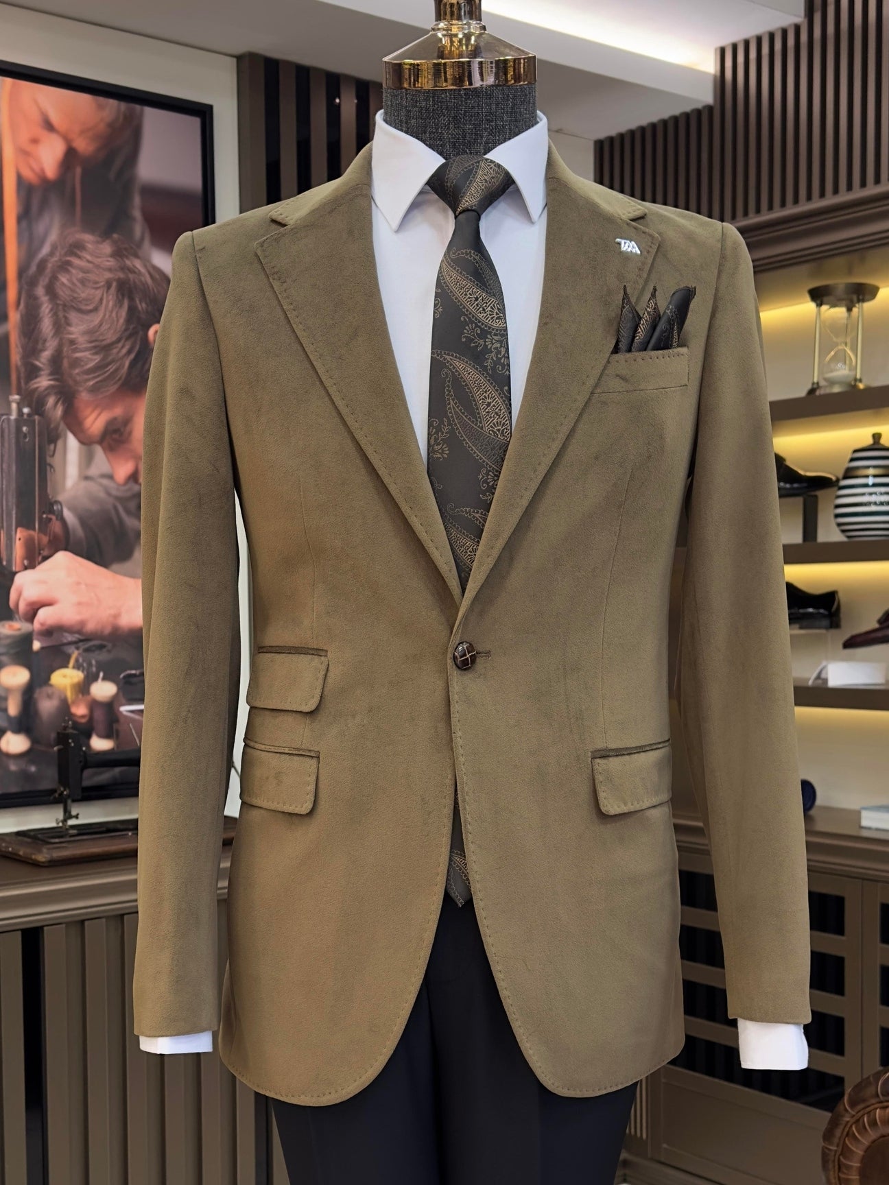 Khaki Single Breasted Blazer