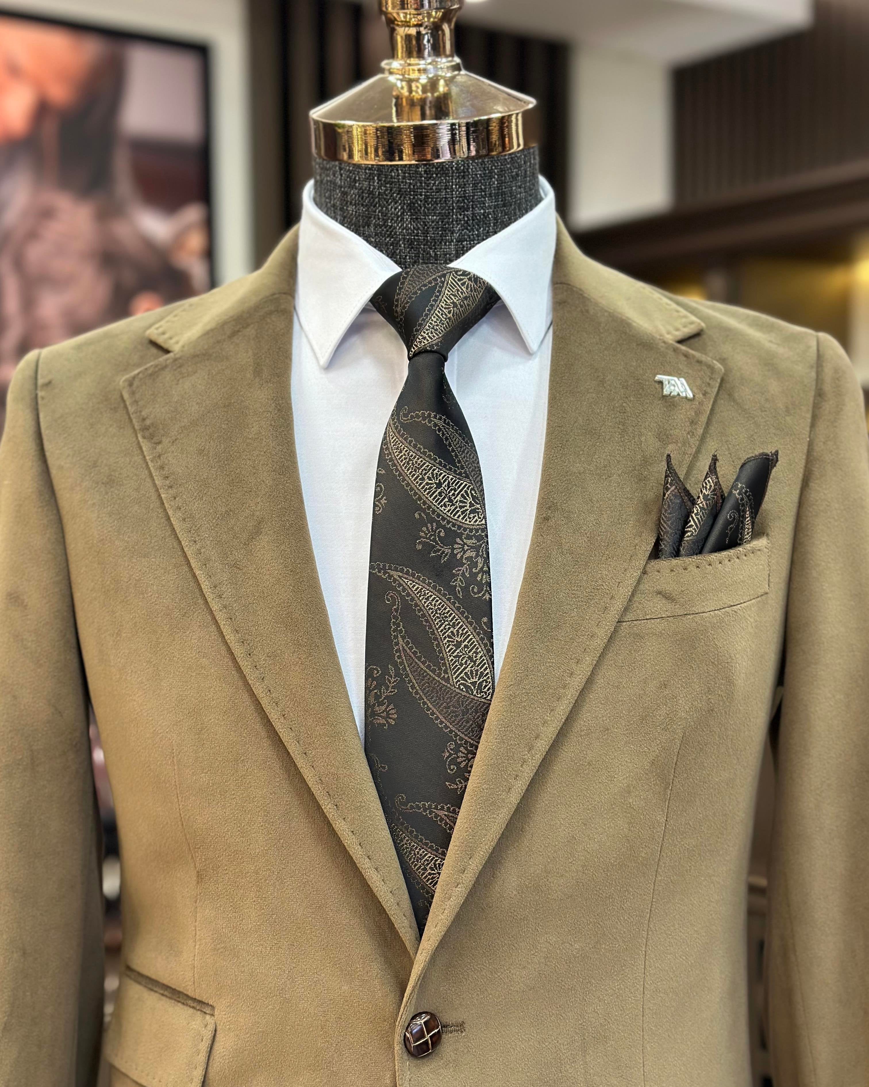 Khaki Single Breasted Blazer