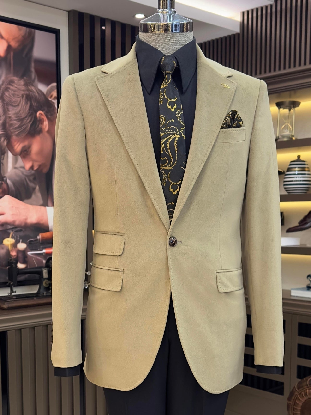 Beige Single Breasted Blazer