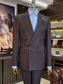 Brown Striped Double Breasted Suit 2-Piece