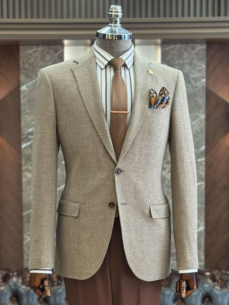Beige Single Breasted Blazer