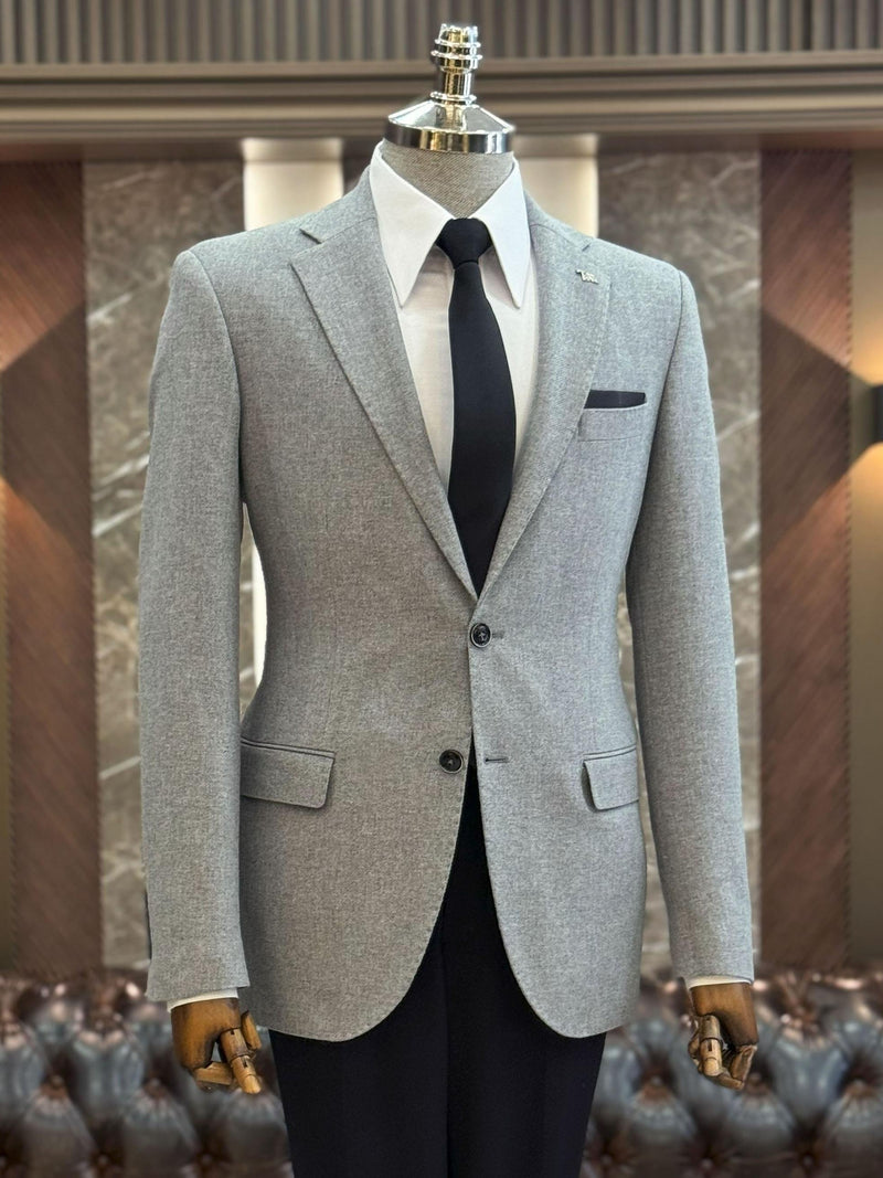 Grey Single Breasted Blazer