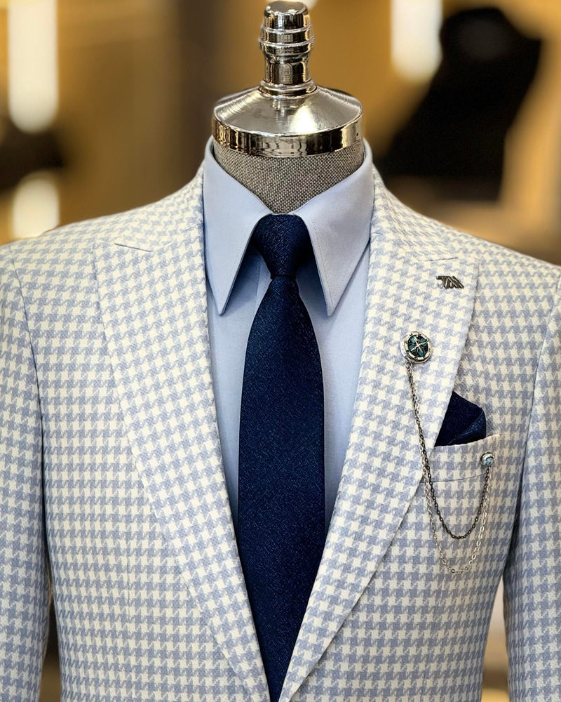 Beige Plaid Single Breasted Blazer